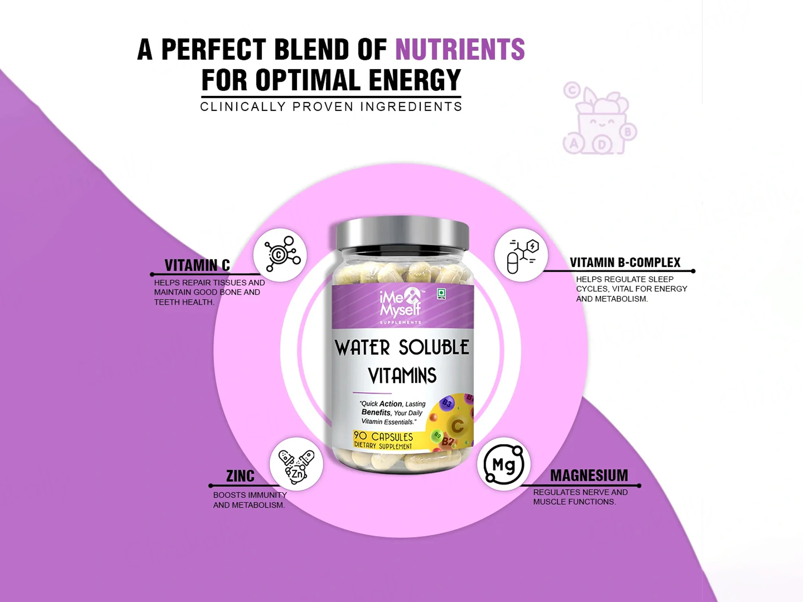 iMeMyself Water Soluble Vitamins Dietary Supplement Vegetarian Capsule - Image 5