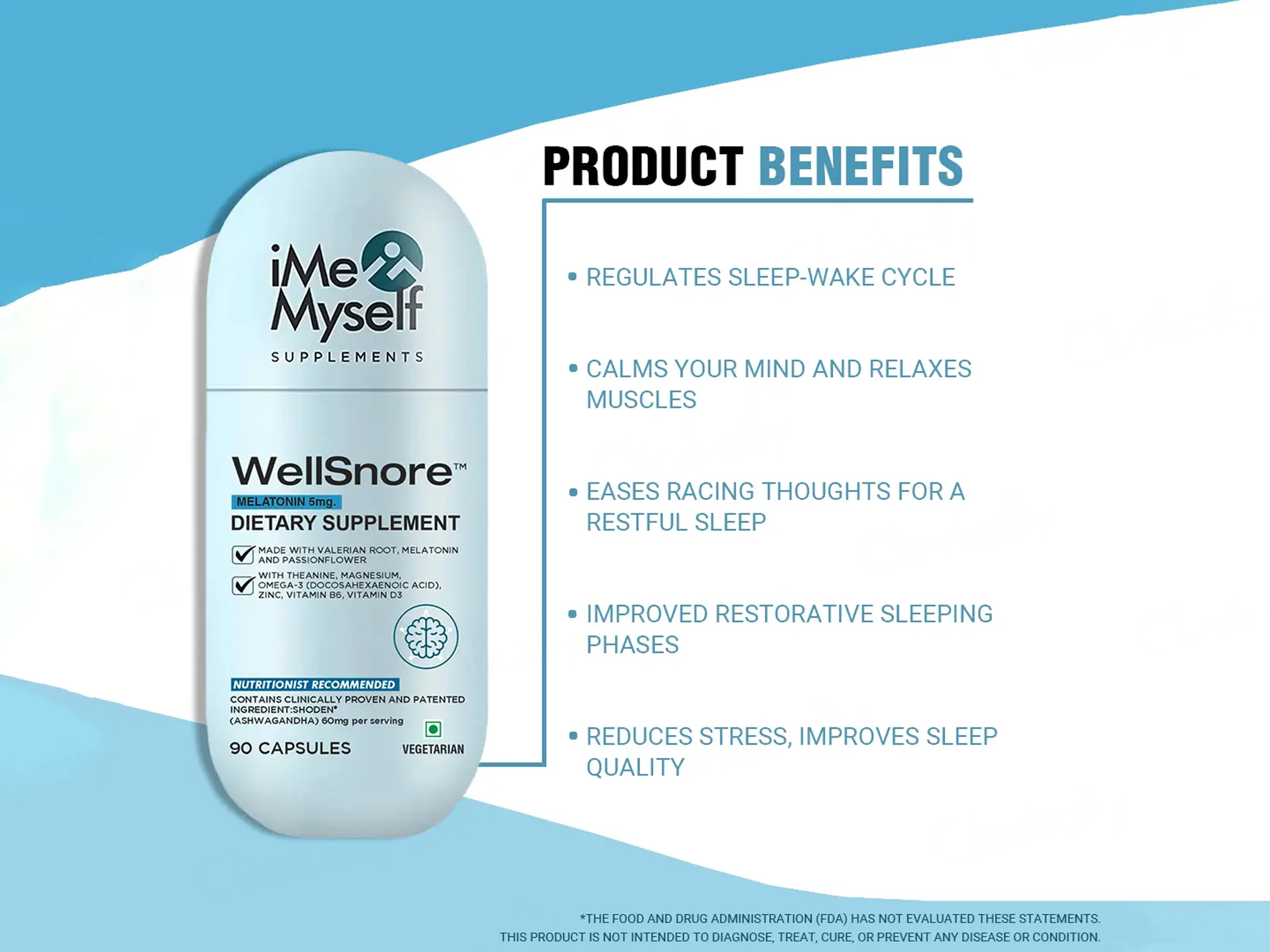 iMeMyself Well Snore Melatonin 5mg Dietary Supplement Vegetarian Capsule - Image 4