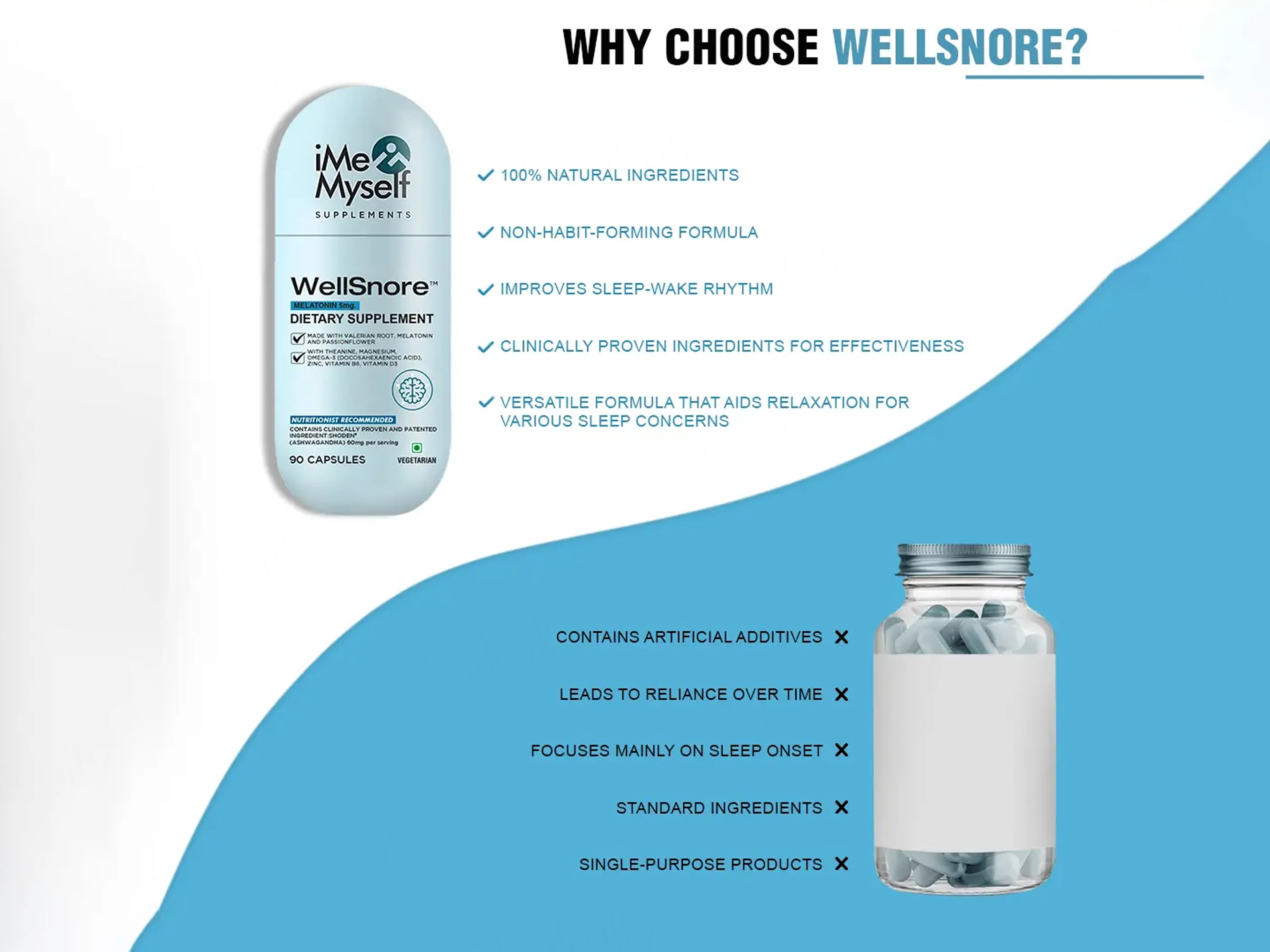 iMeMyself Well Snore Melatonin 5mg Dietary Supplement Vegetarian Capsule - Image 7