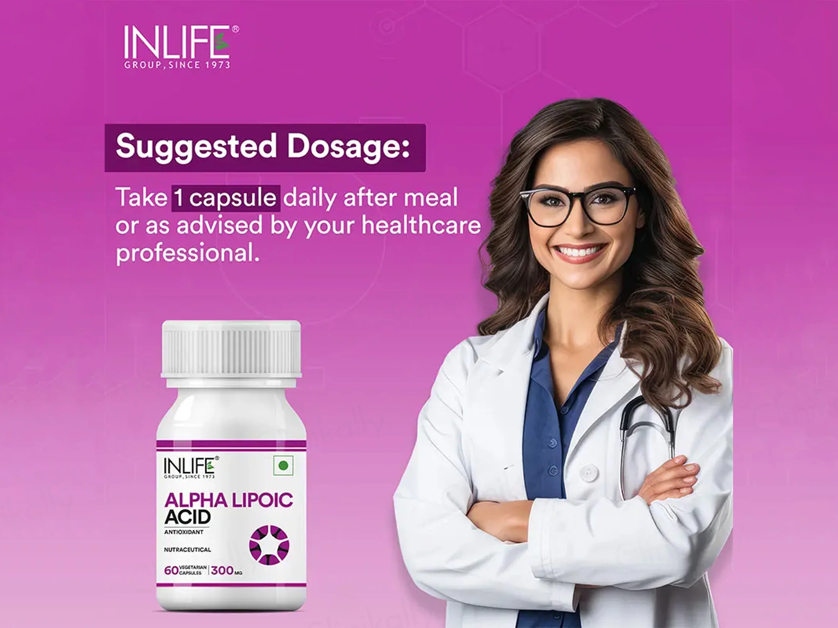 Inlife Alpha Lipoic Acid 300mg Antioxidant Nutraceutical Vegetarian Capsule - Image 3