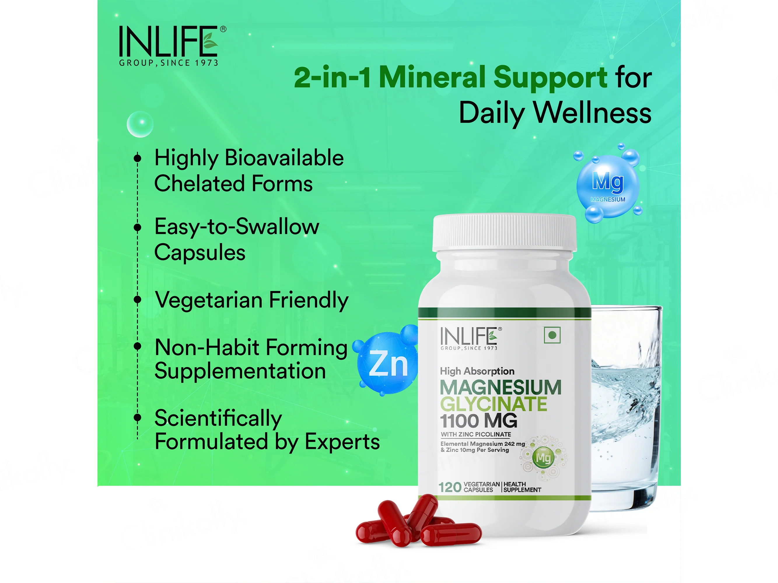 Inlife High Absorption Magnesium Glycinate 1100mg Vegetarian Capsule - Image 5