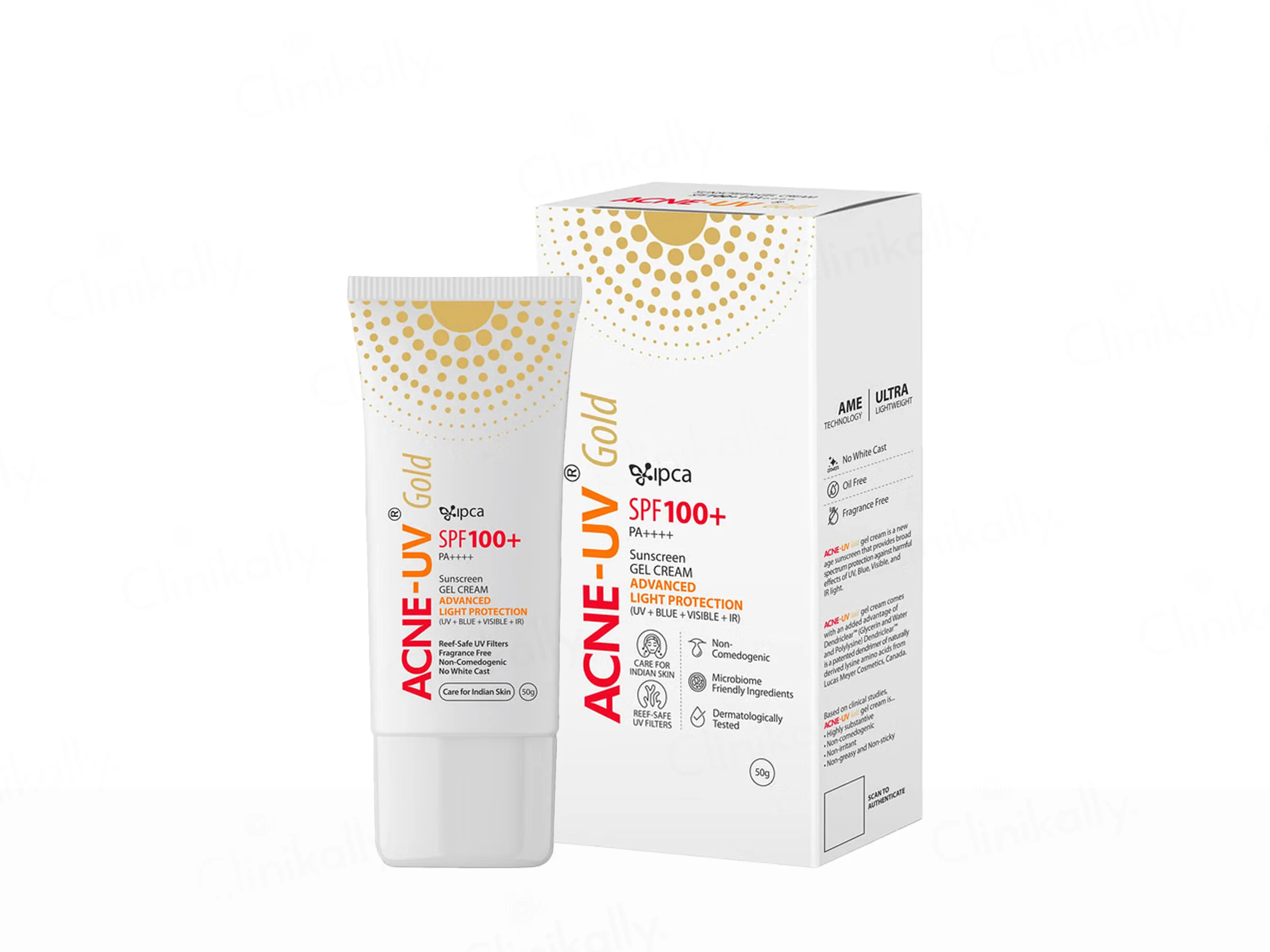 IPCA Acne-UV Gold Sunscreen Gel Cream SPF 100+ PA++++ - Image 3