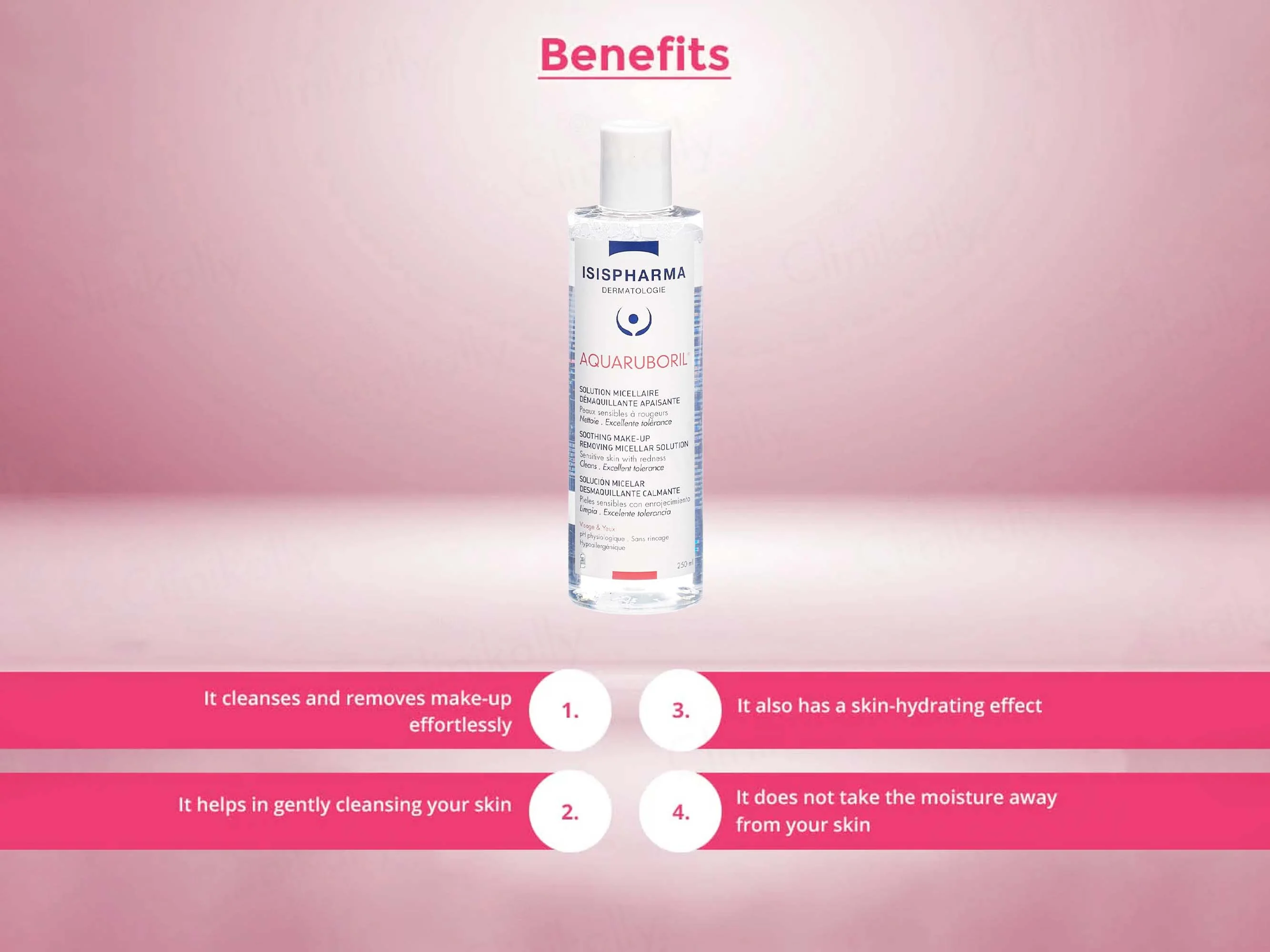 Isispharma Aquaruboril Soothing Make-Up Removing Micellar Solution - Image 2