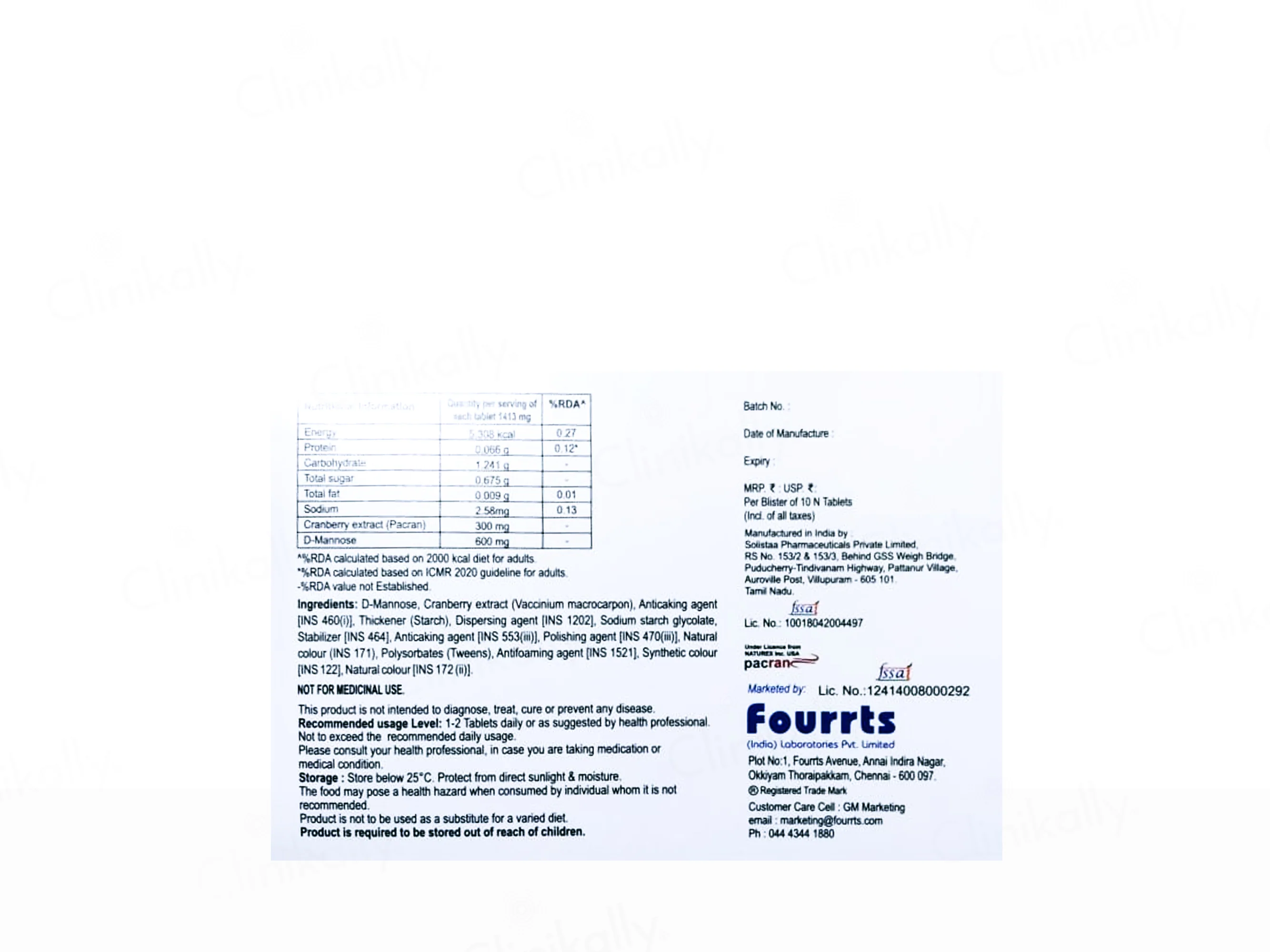 K-Mac UTI Nutraceutical Tablet For Adults - Image 2