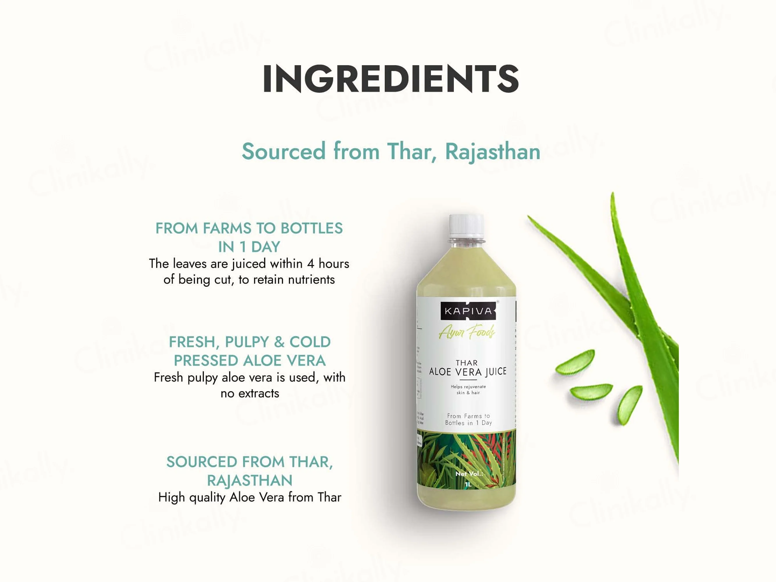 Kapiva Thar Aloe Vera Juice For Skin & Hair Rejuvenation - Image 3