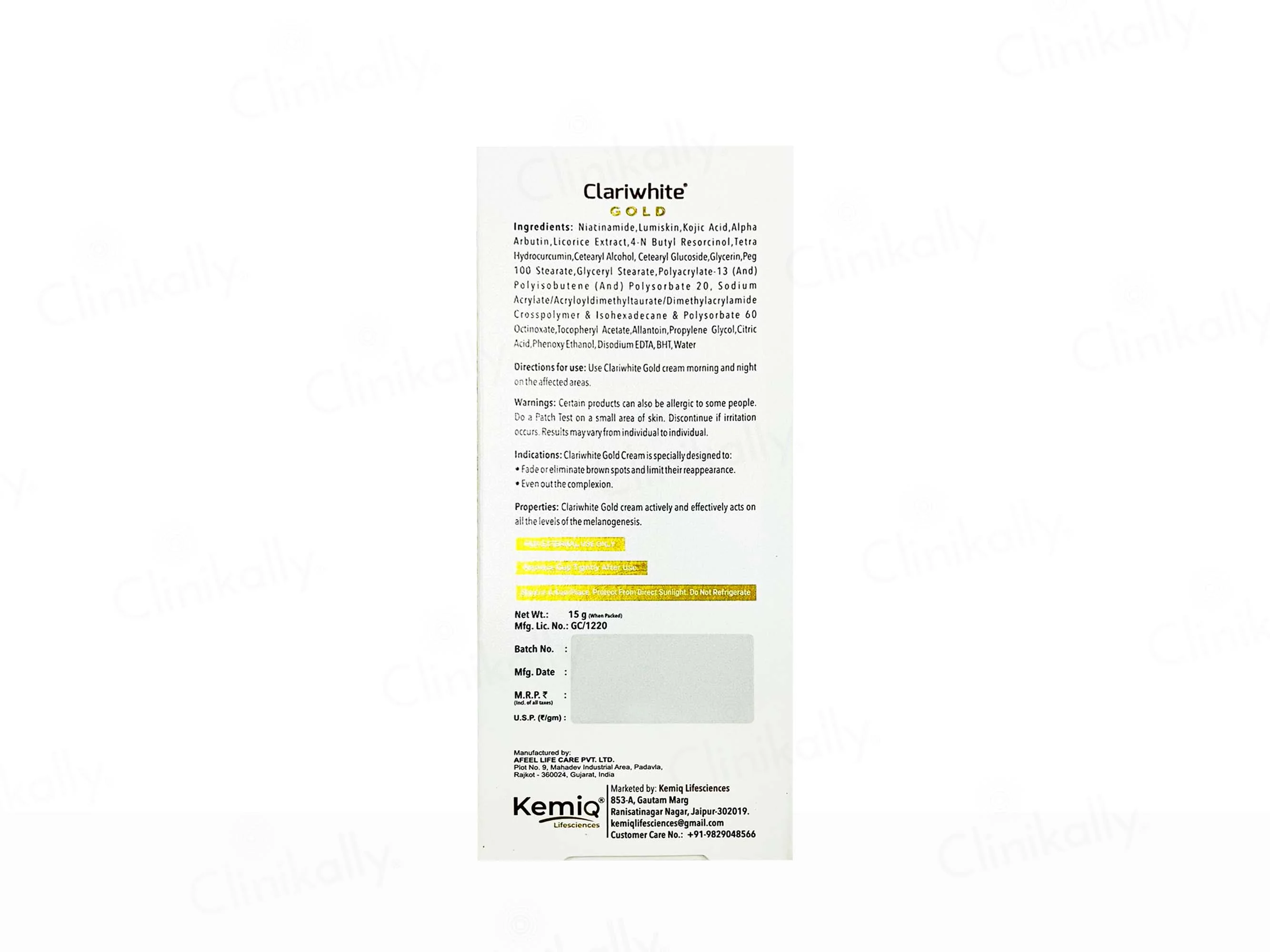 Kemiq Clariwhite Gold Natural Skin Lumination Cream - Image 3