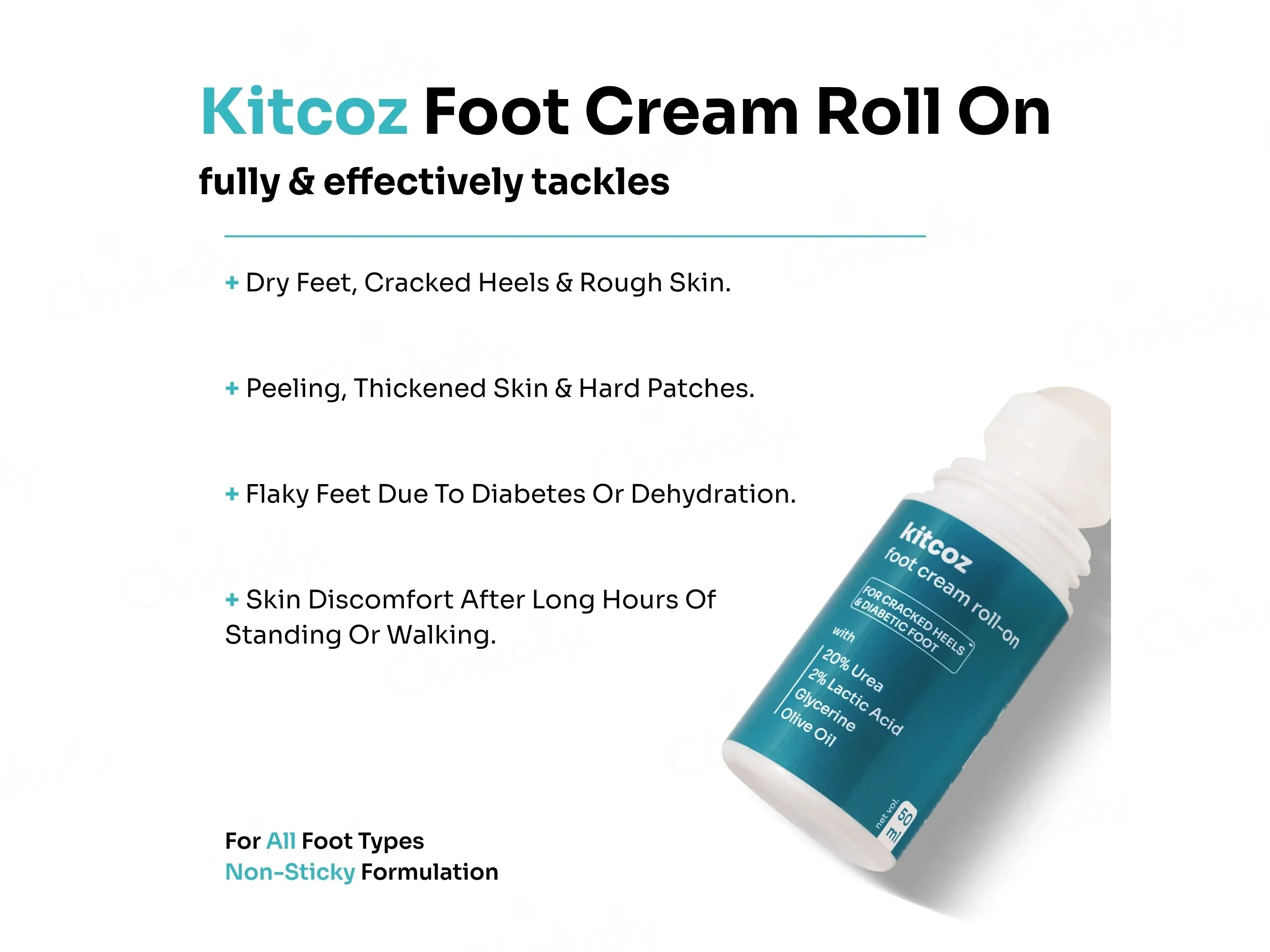 Kitcoz Foot Cream Roll-On For Cracked Heels & Diabetic Foot - Image 2