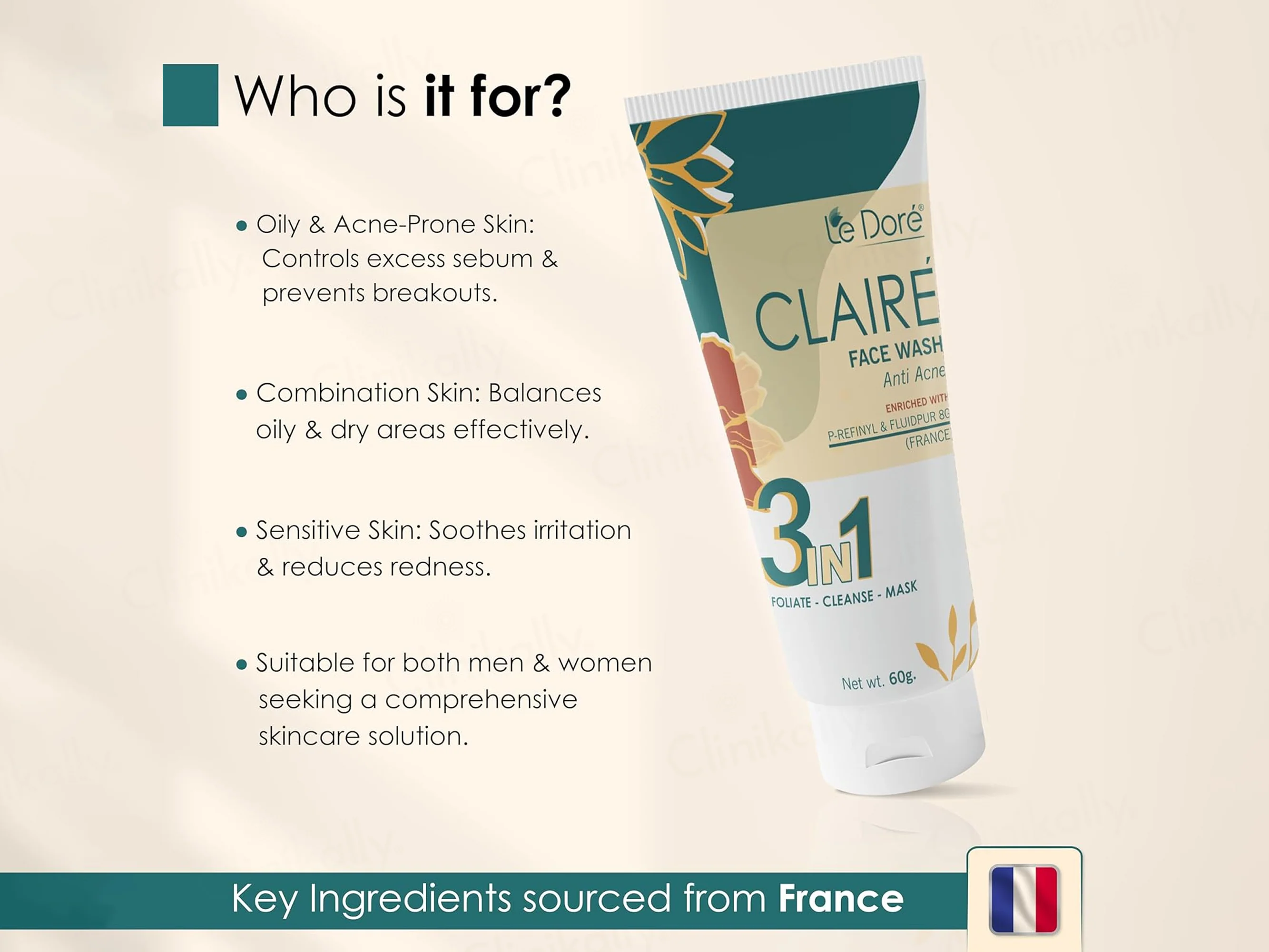 Le Dore Claire 3-In-1 Anti Acne Face Wash - Image 3