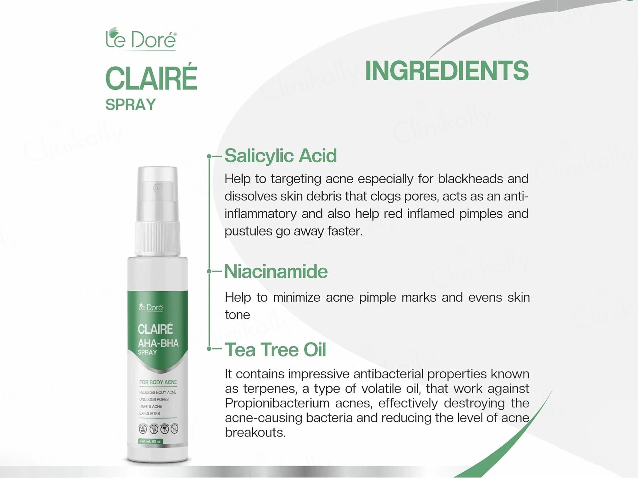 Le Dore Claire AHA-BHA Body Acne Spray - Image 3