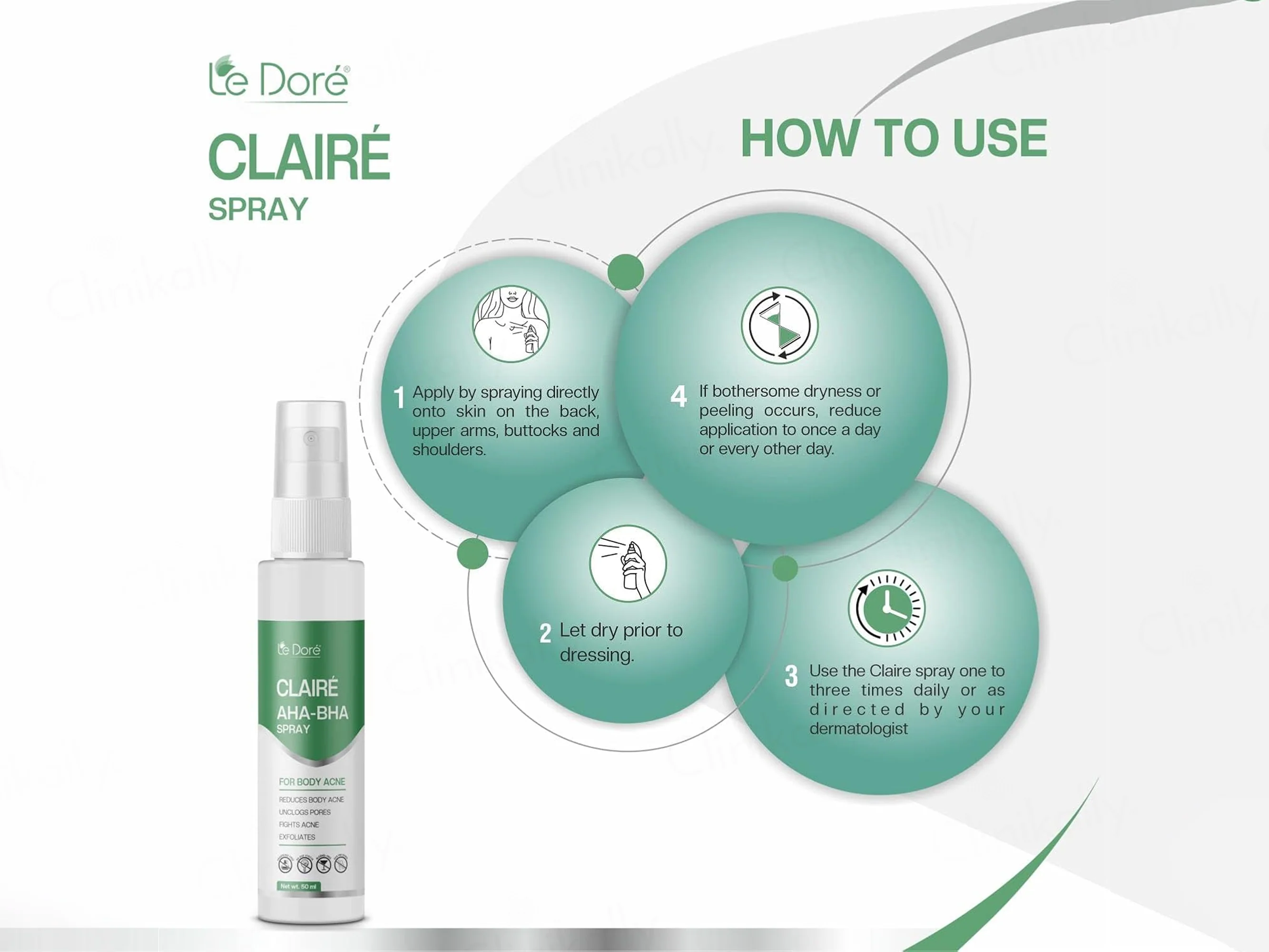 Le Dore Claire AHA-BHA Body Acne Spray - Image 5