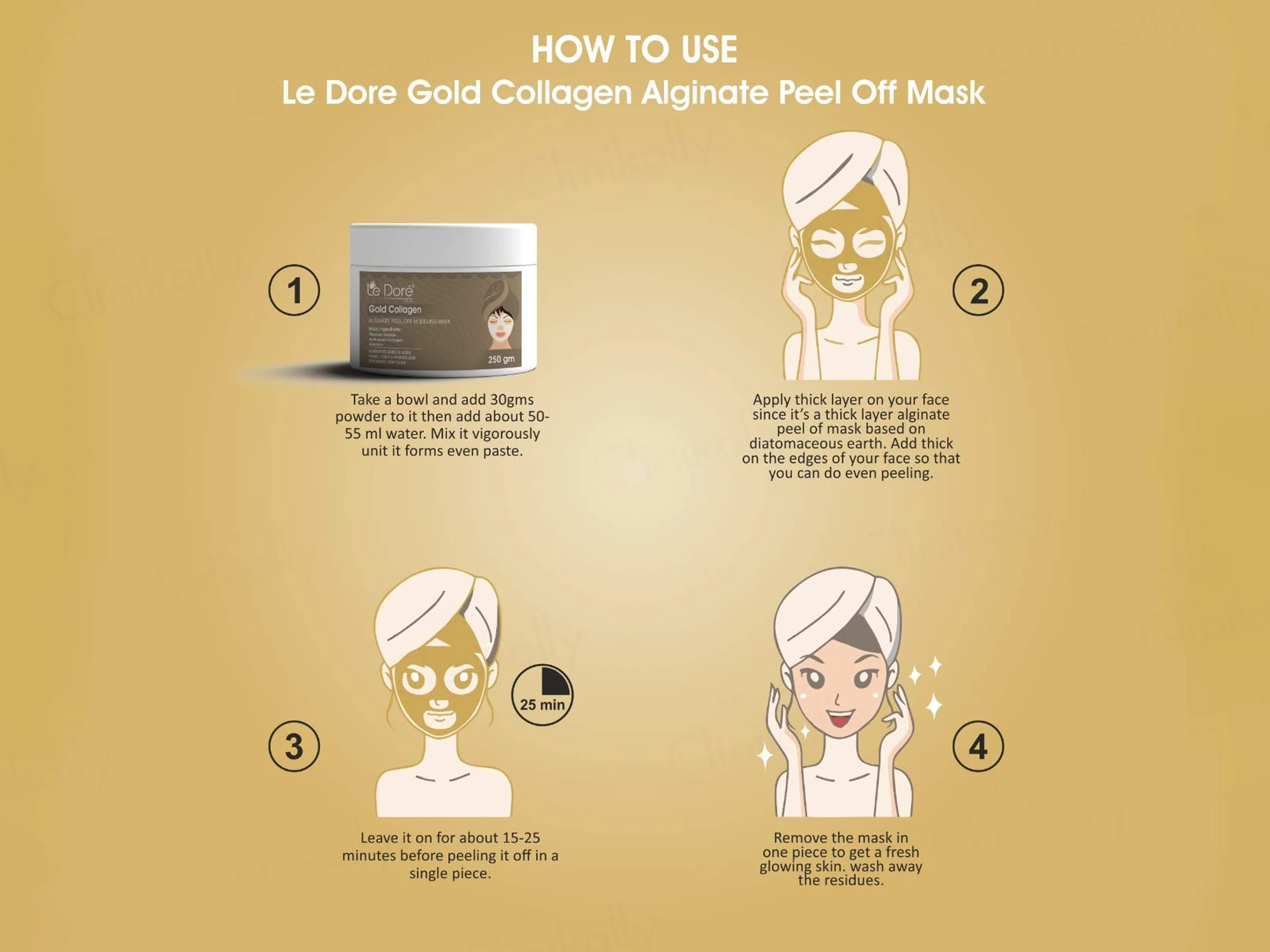Le Dore Gold Collagen Alginate Peel-Off Modeling Mask - Image 5