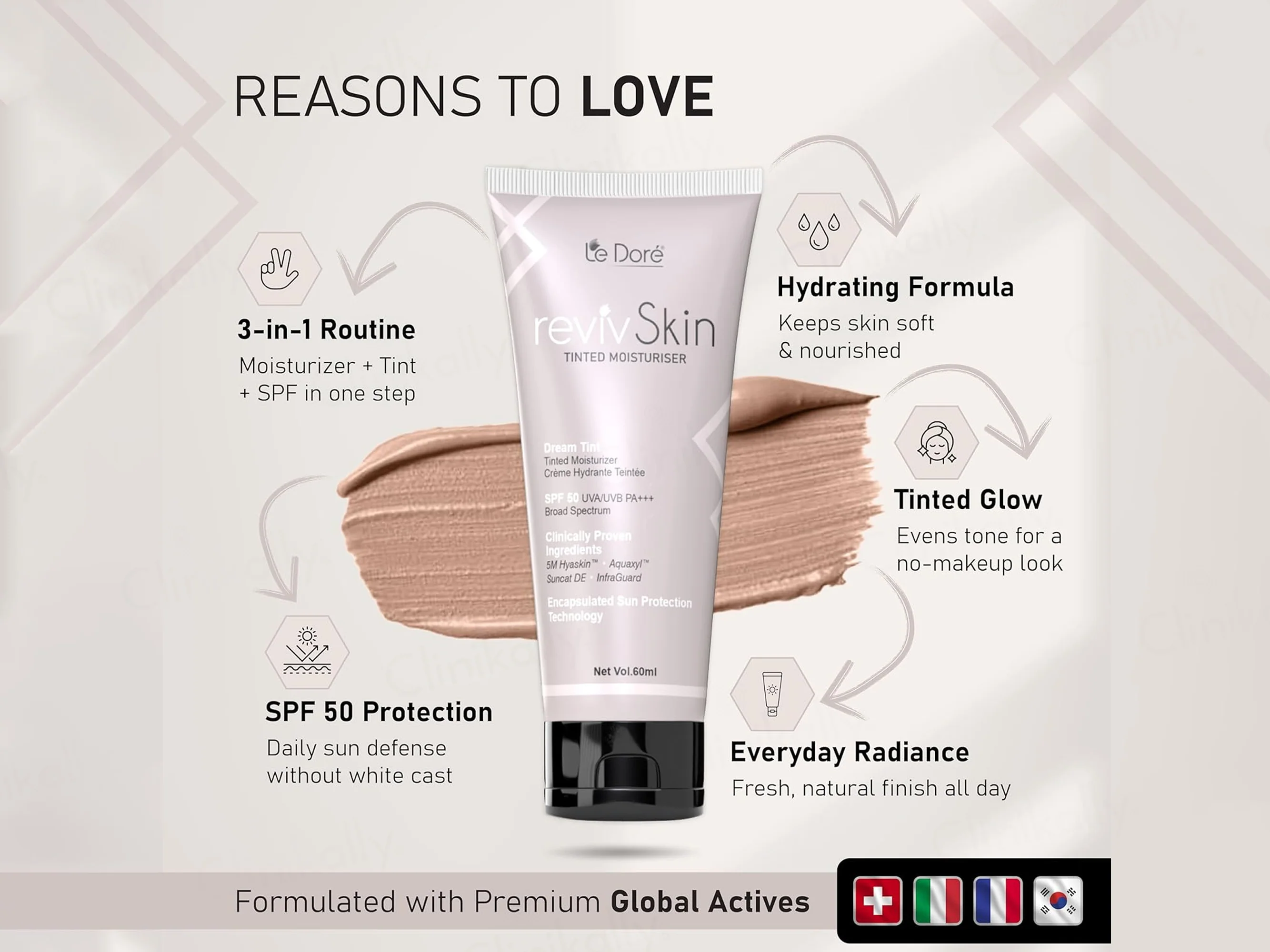 Le Dore RevivSkin Tinted Moisturizer SPF 50 PA+++ - Image 5