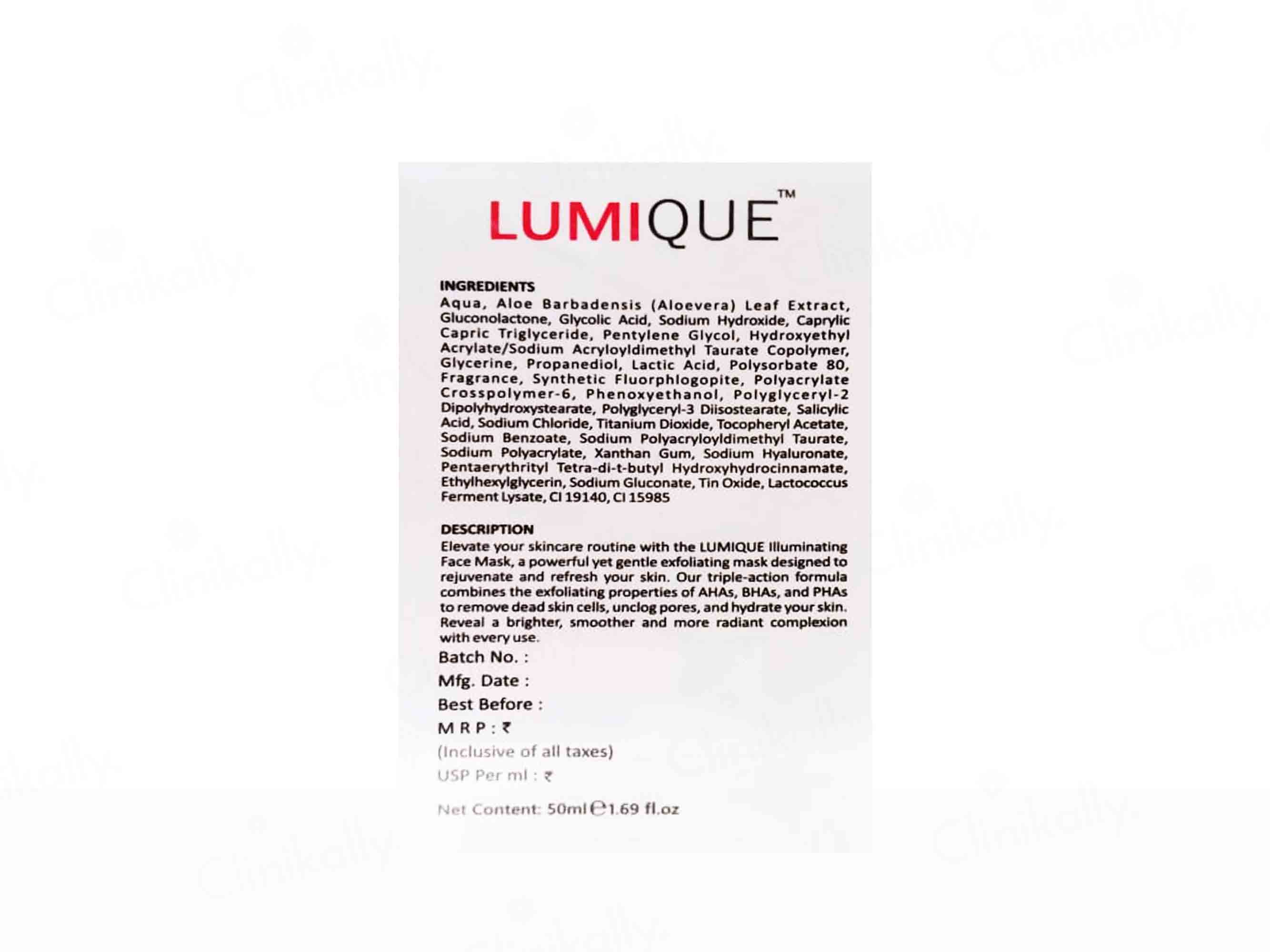 Lumique Illuminating Instant Glow Deep Exfoliation Face Mask - Image 2