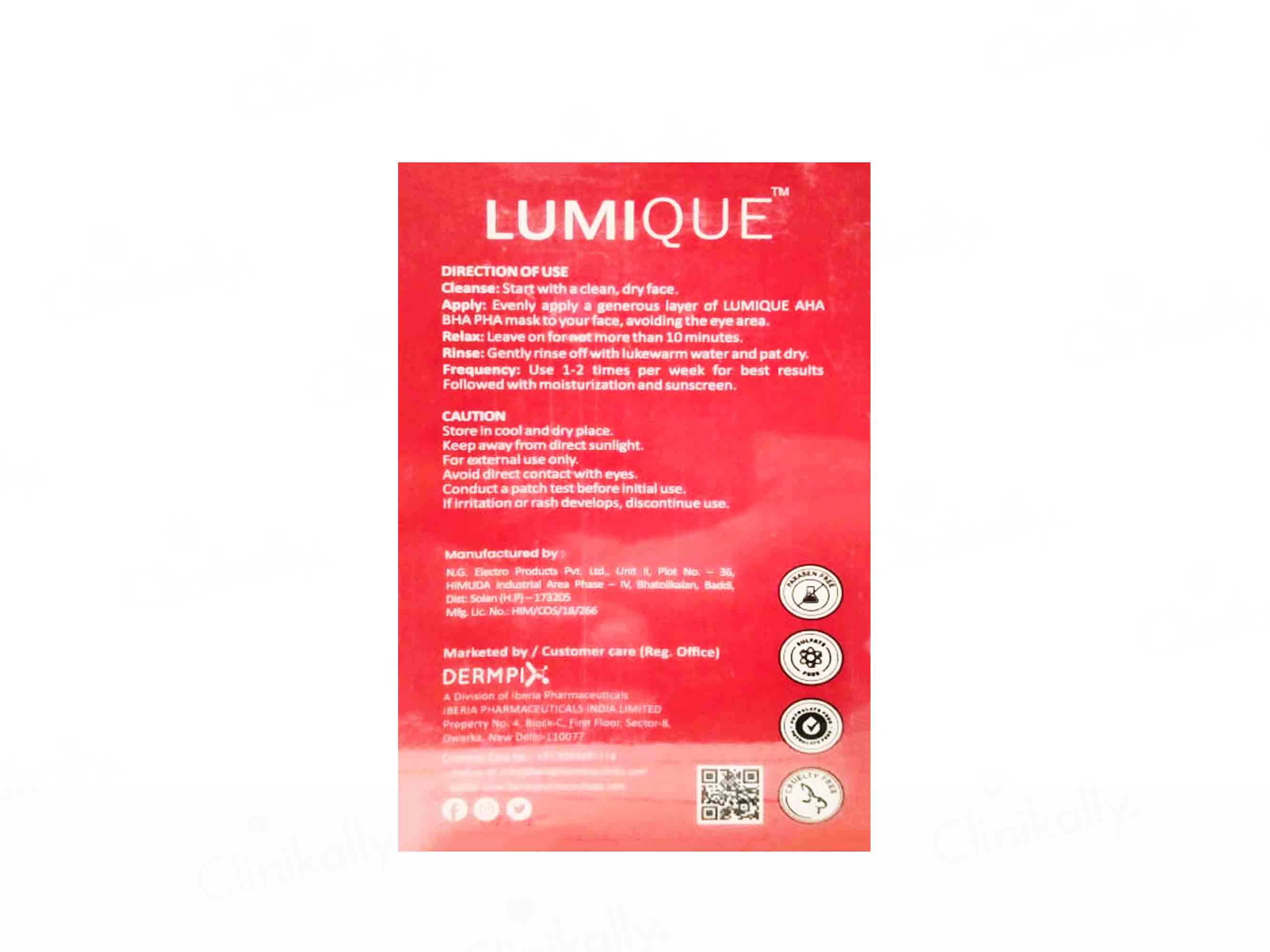 Lumique Illuminating Instant Glow Deep Exfoliation Face Mask - Image 3
