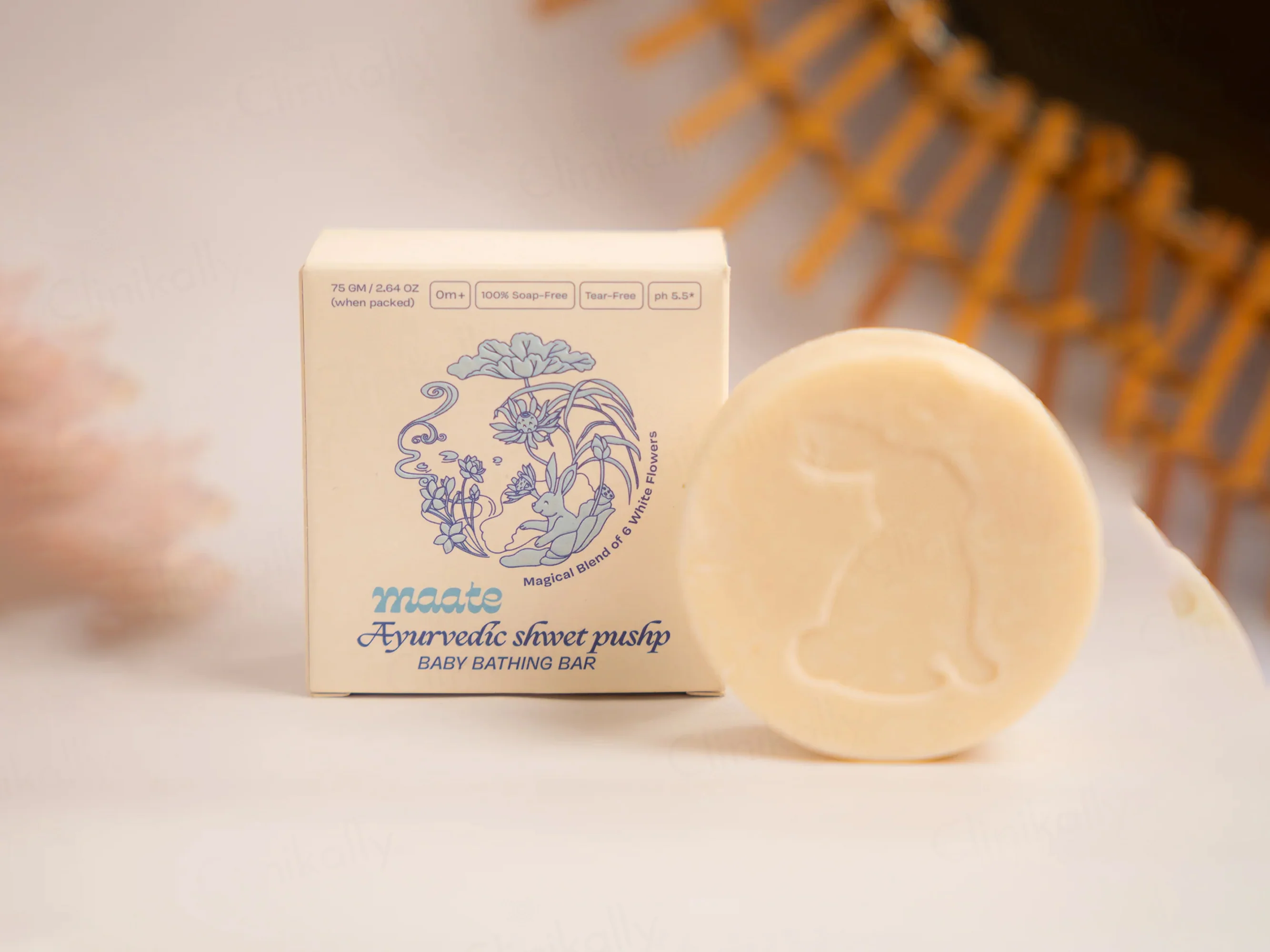 Maate Ayurvedic Shwet Pushp Baby Bathing Bar - Image 2
