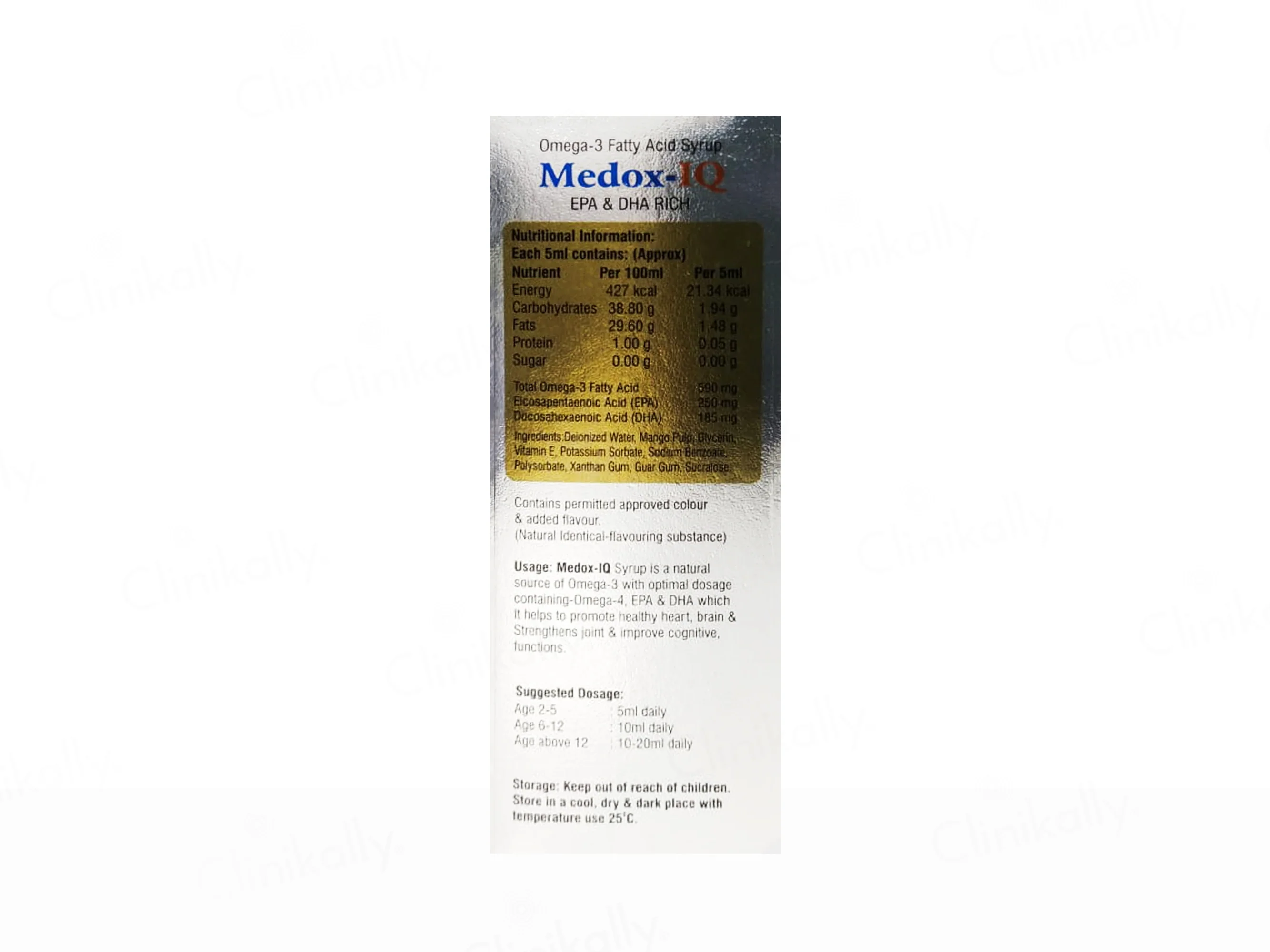 Medox-IQ Omega-3 Fatty Acid Sugar Free Syrup - Mango Flavour - Image 2