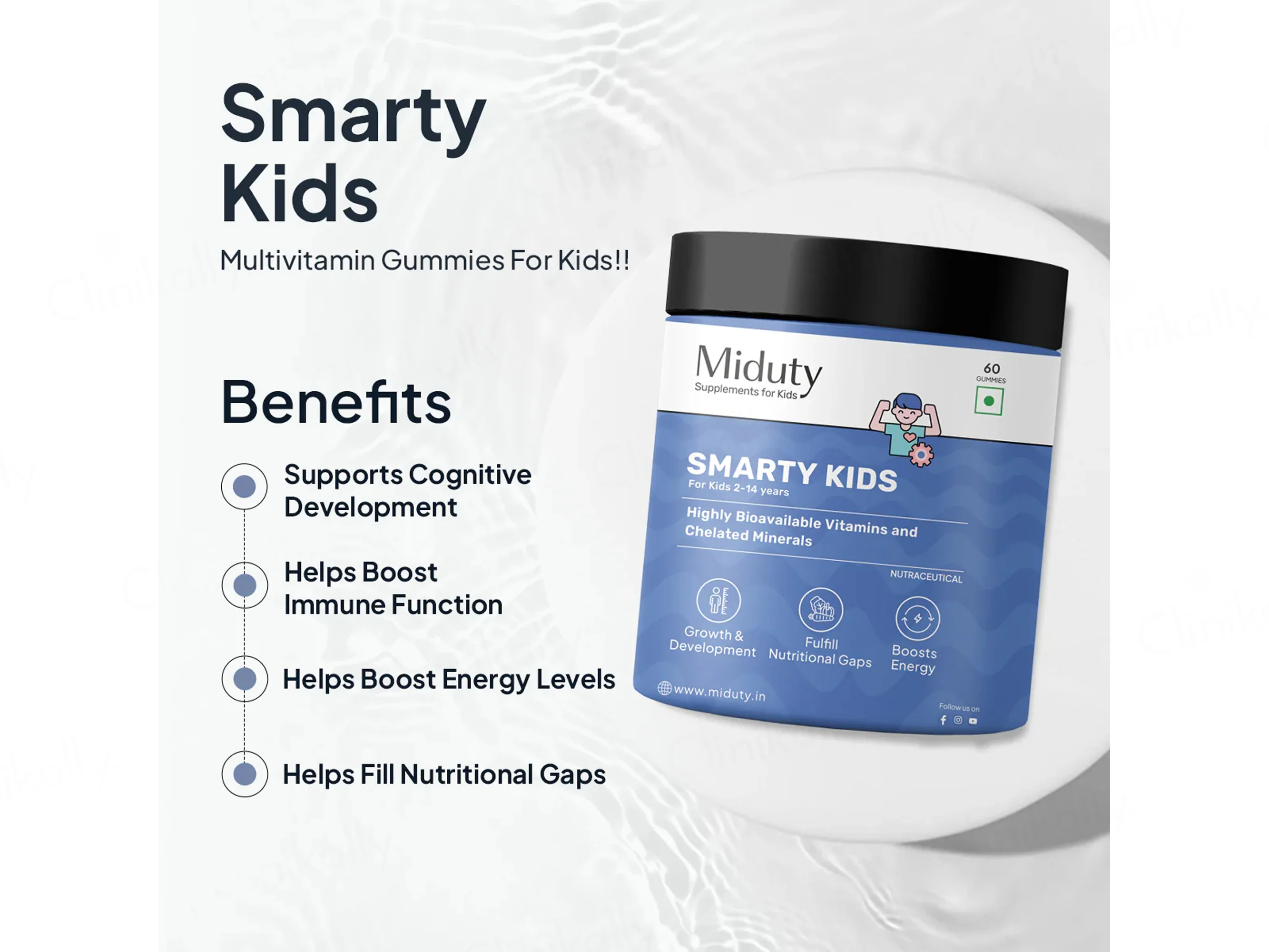 Miduty Smarty Kids Multivitamin Gummies For Kids 2-14 Years - Image 3