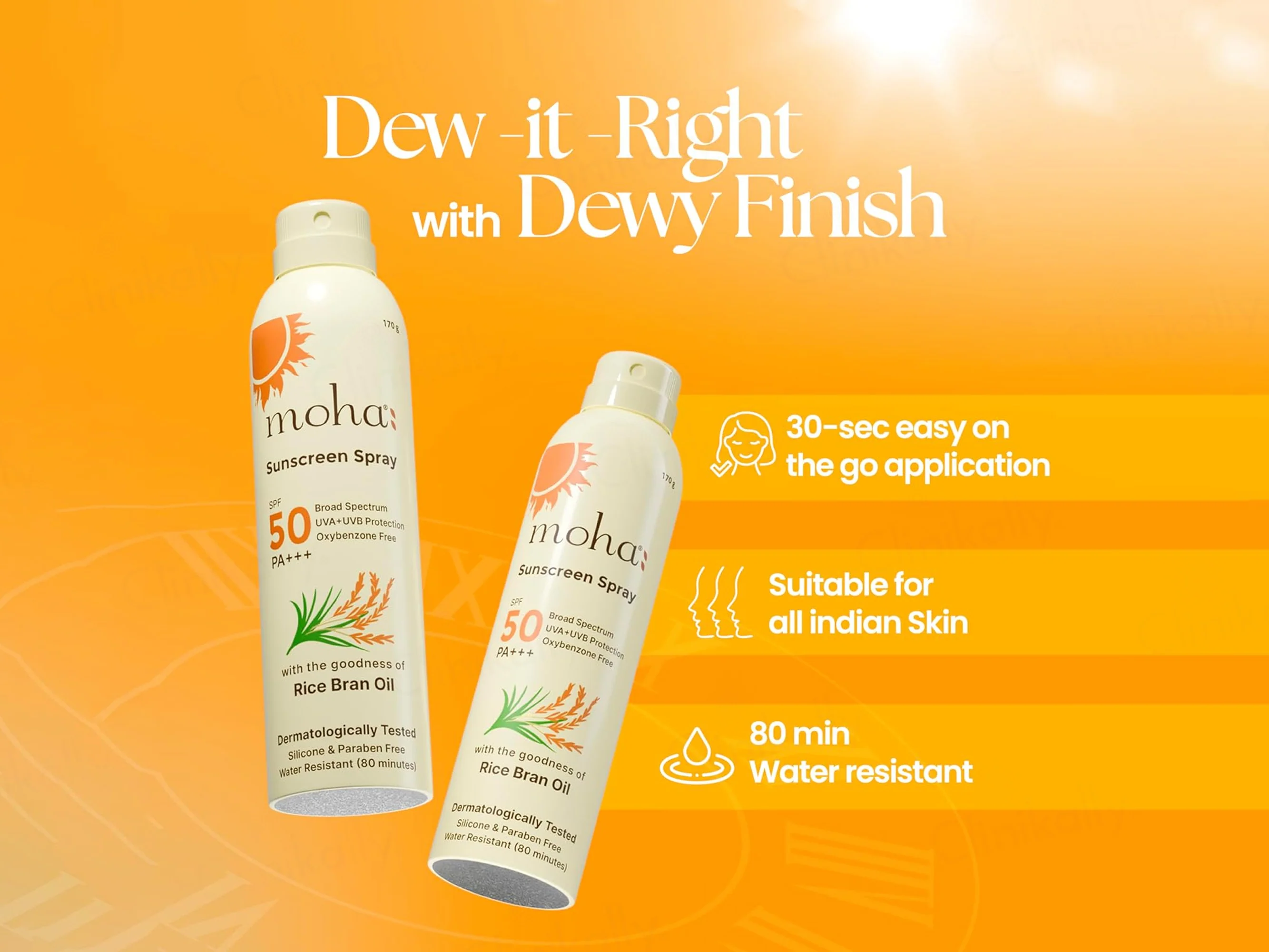 Moha: Rice Bran Oil Sunscreen Spray SPF 50 PA++++ - Image 2