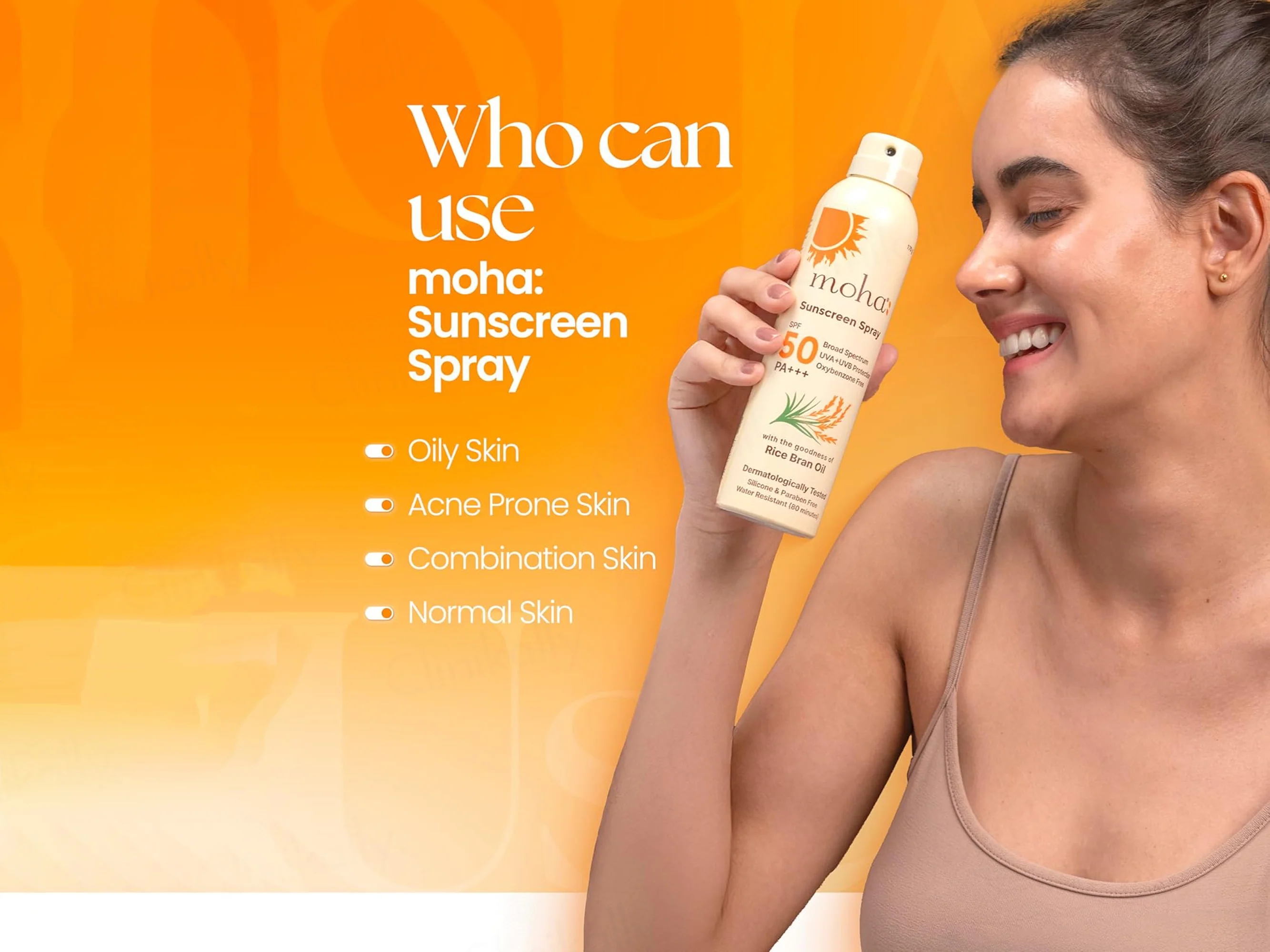 Moha: Rice Bran Oil Sunscreen Spray SPF 50 PA++++ - Image 3