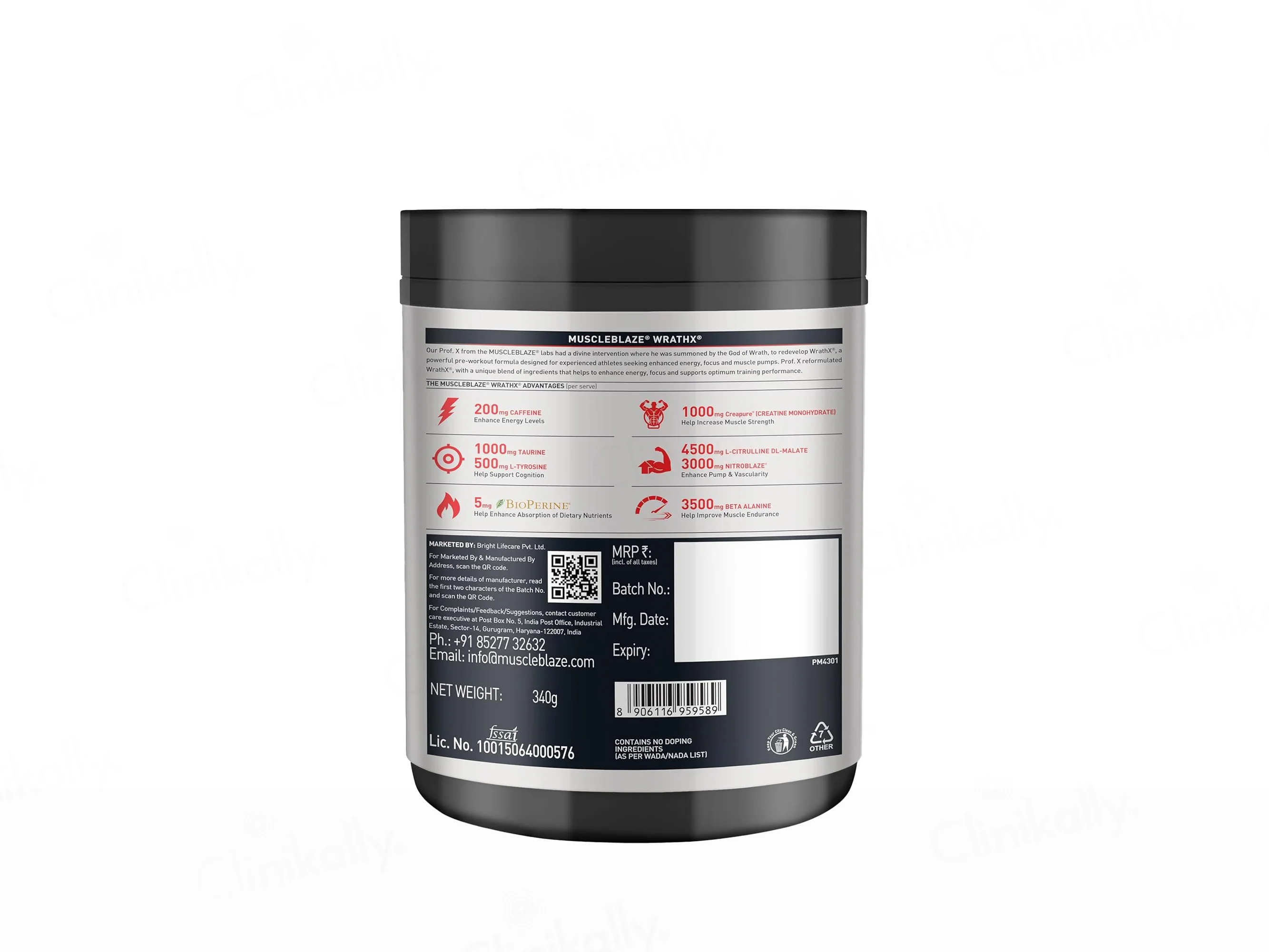 MuscleBlaze Pre-Workout Wrathx Nutraceutical Powder - Fruit Fury Flavour - Image 3
