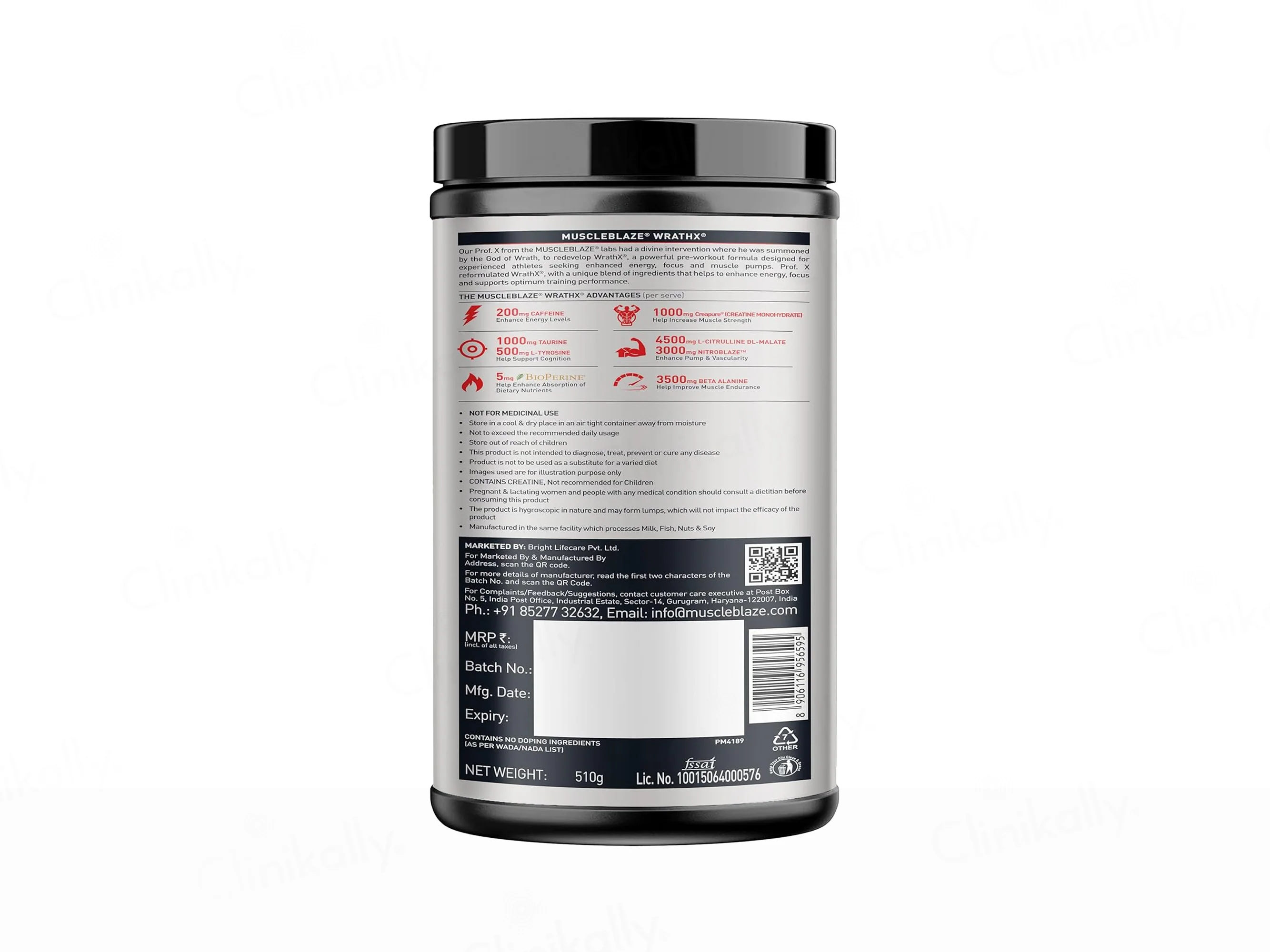 MuscleBlaze Pre-Workout Wrathx Nutraceutical Powder - Fruit Fury Flavour - Image 7