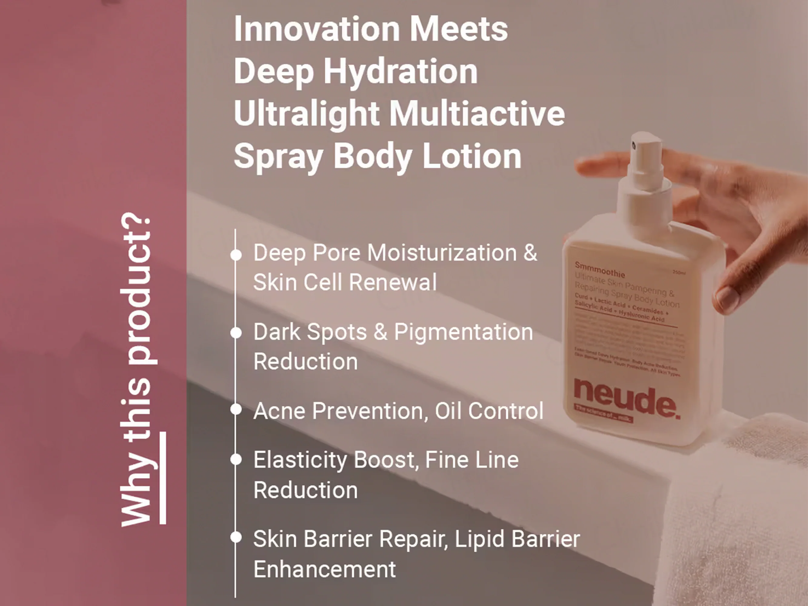 Neude Smmmoothie Ultimate Skin Pampering & Repairing Spray Body Lotion - Image 3