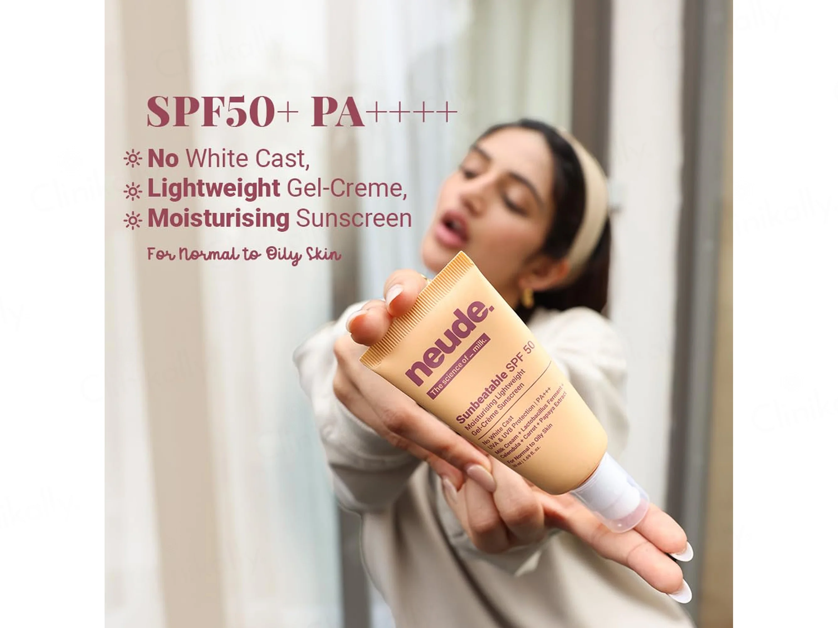 Neude Sunbeatable Moisturising Lightweight Gel-Creme Sunscreen SPF 50 PA+++ - Image 3