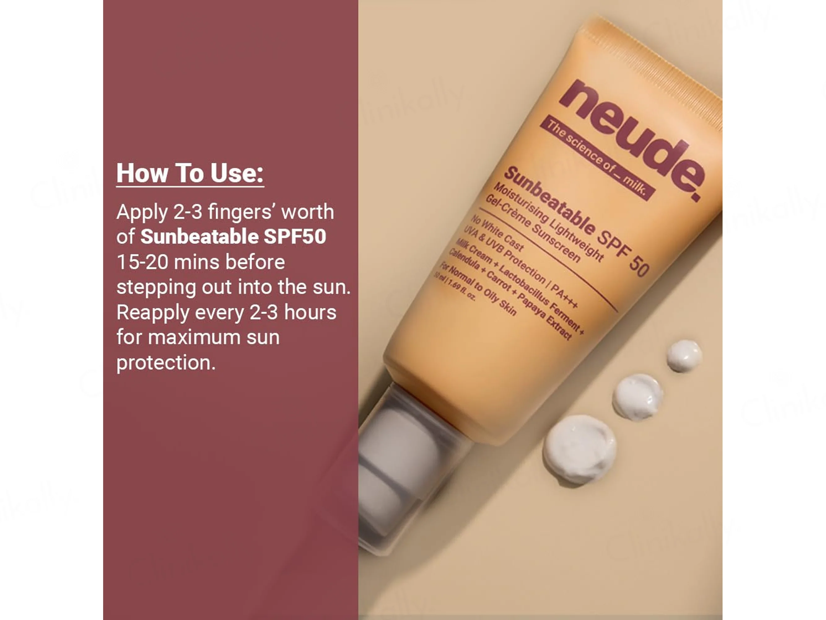 Neude Sunbeatable Moisturising Lightweight Gel-Creme Sunscreen SPF 50 PA+++ - Image 9