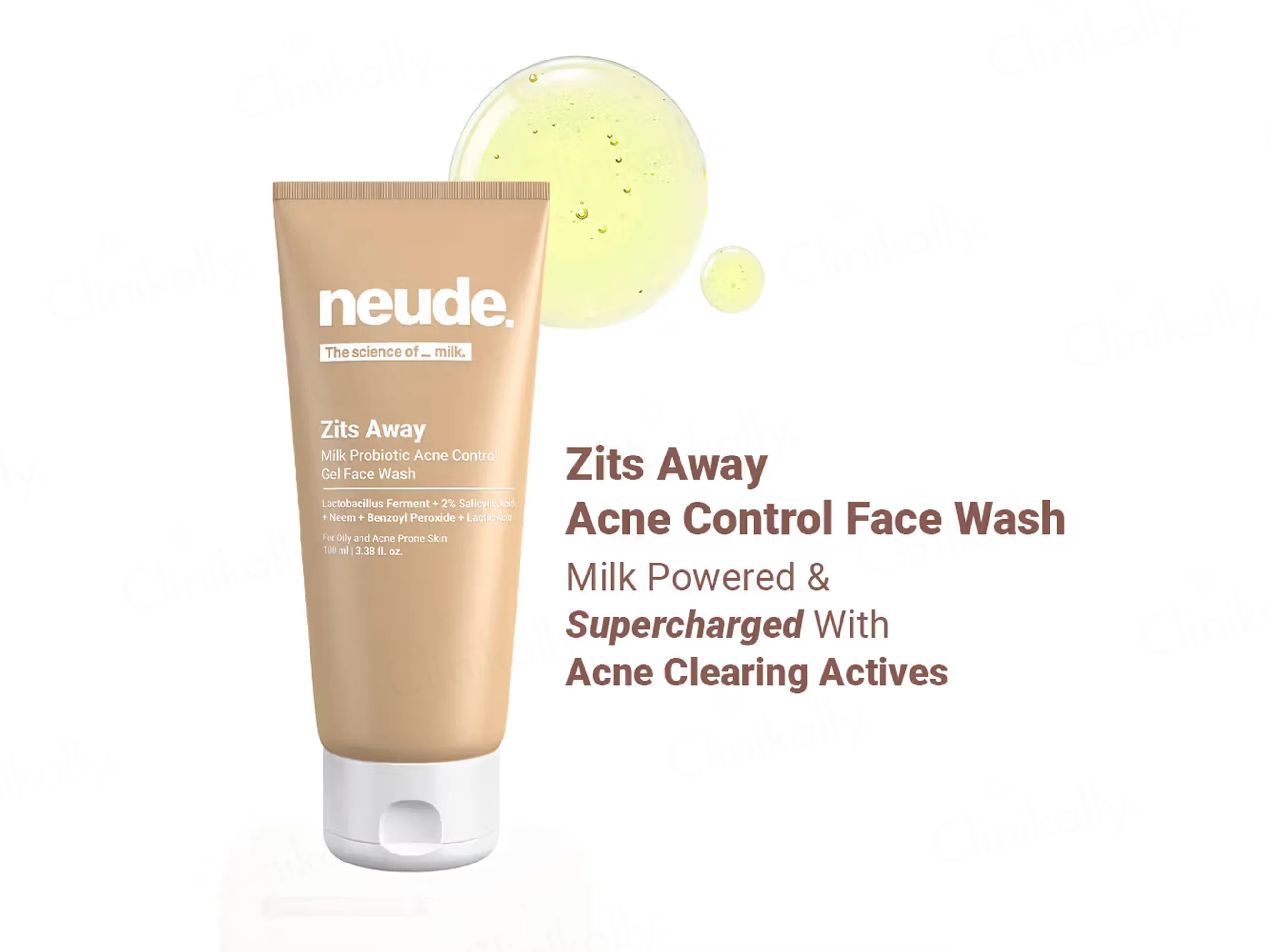 Neude Zits Away Milk Probiotic Acne Control Gel Face Wash - Image 2