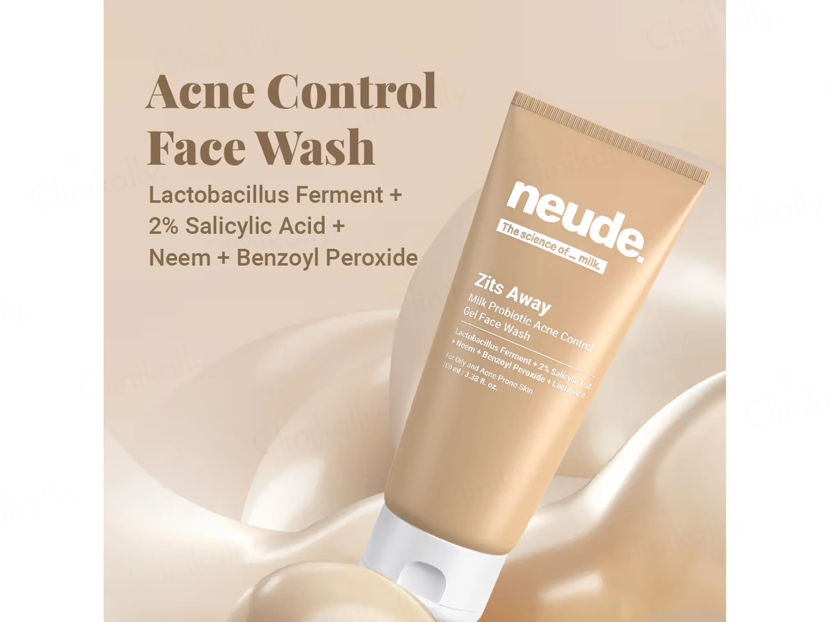 Neude Zits Away Milk Probiotic Acne Control Gel Face Wash - Image 3