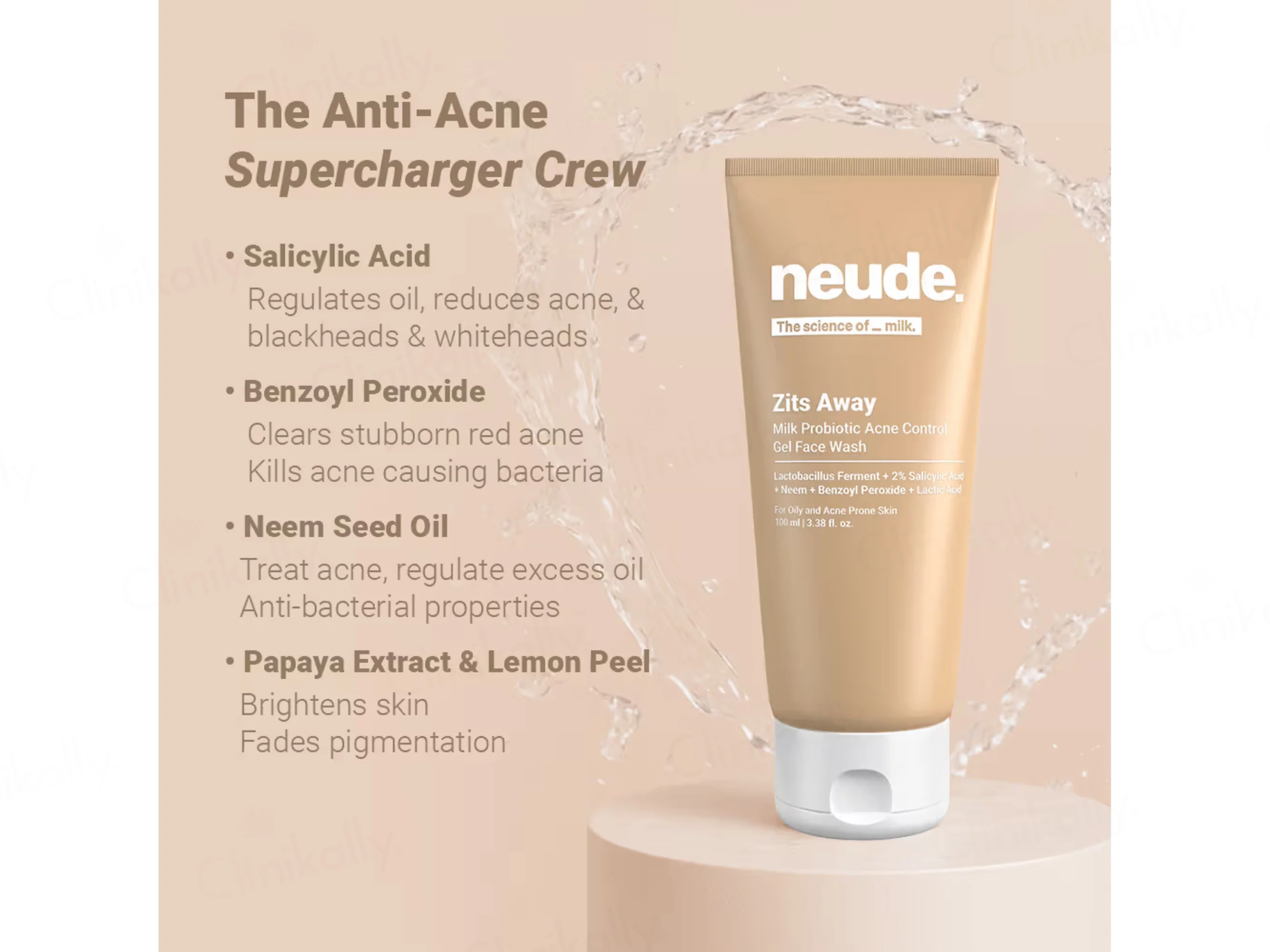 Neude Zits Away Milk Probiotic Acne Control Gel Face Wash - Image 6