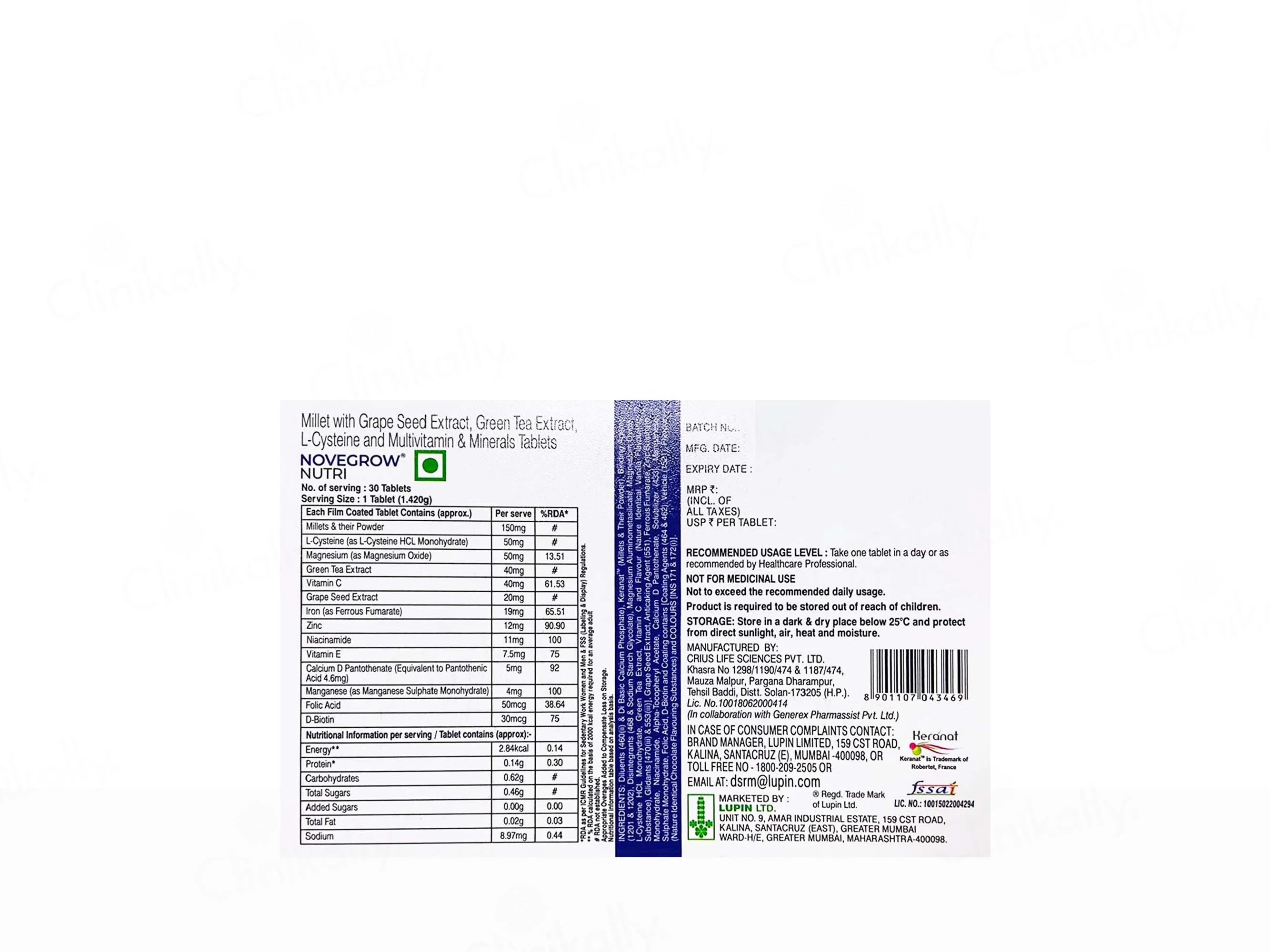 Novegrow Nutri Hair Fall Control Nutraceutical Tablet - Image 2
