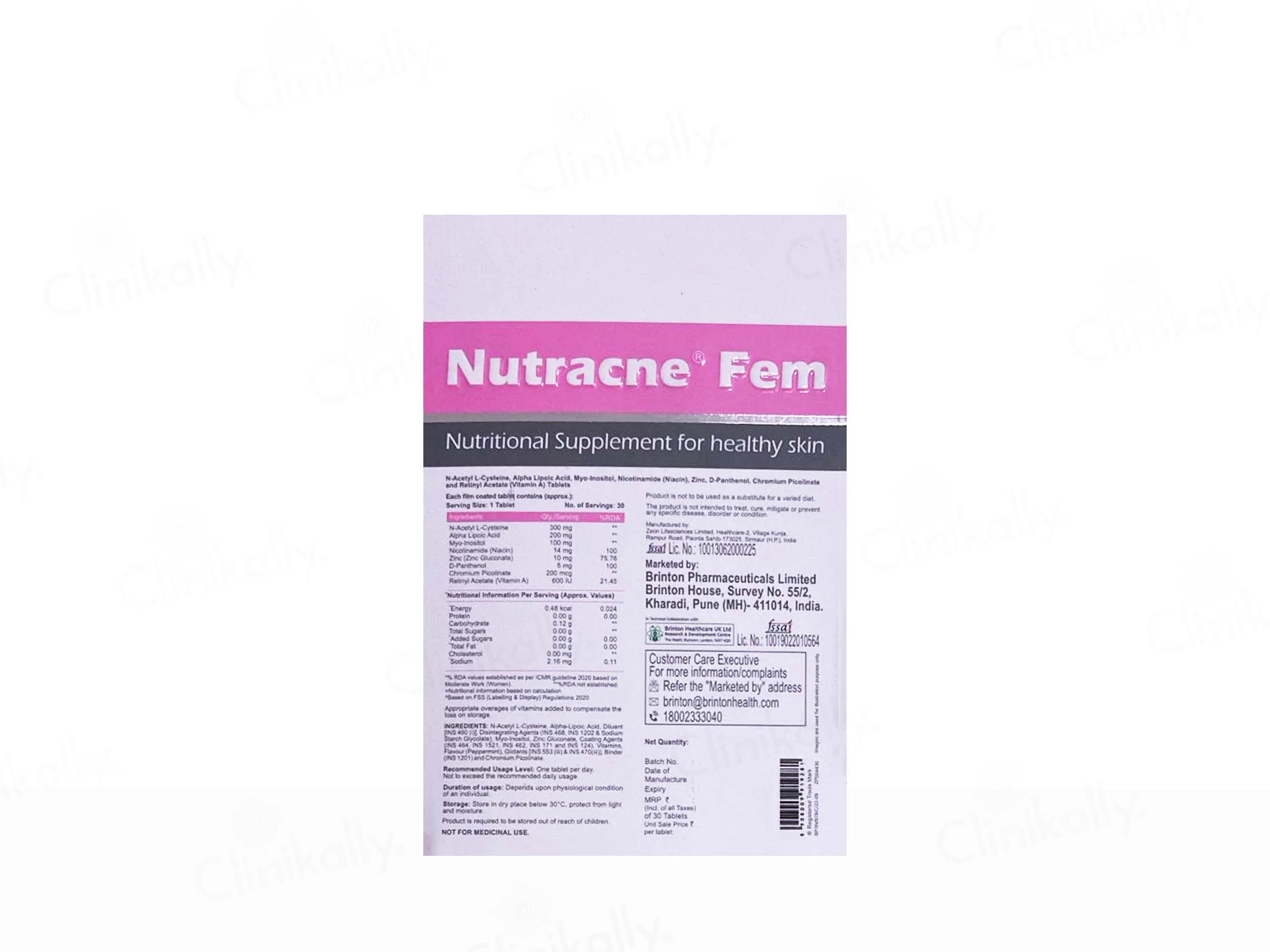 Nutracne Fem Nutritional Clear Skin Supplement For Women - Image 2