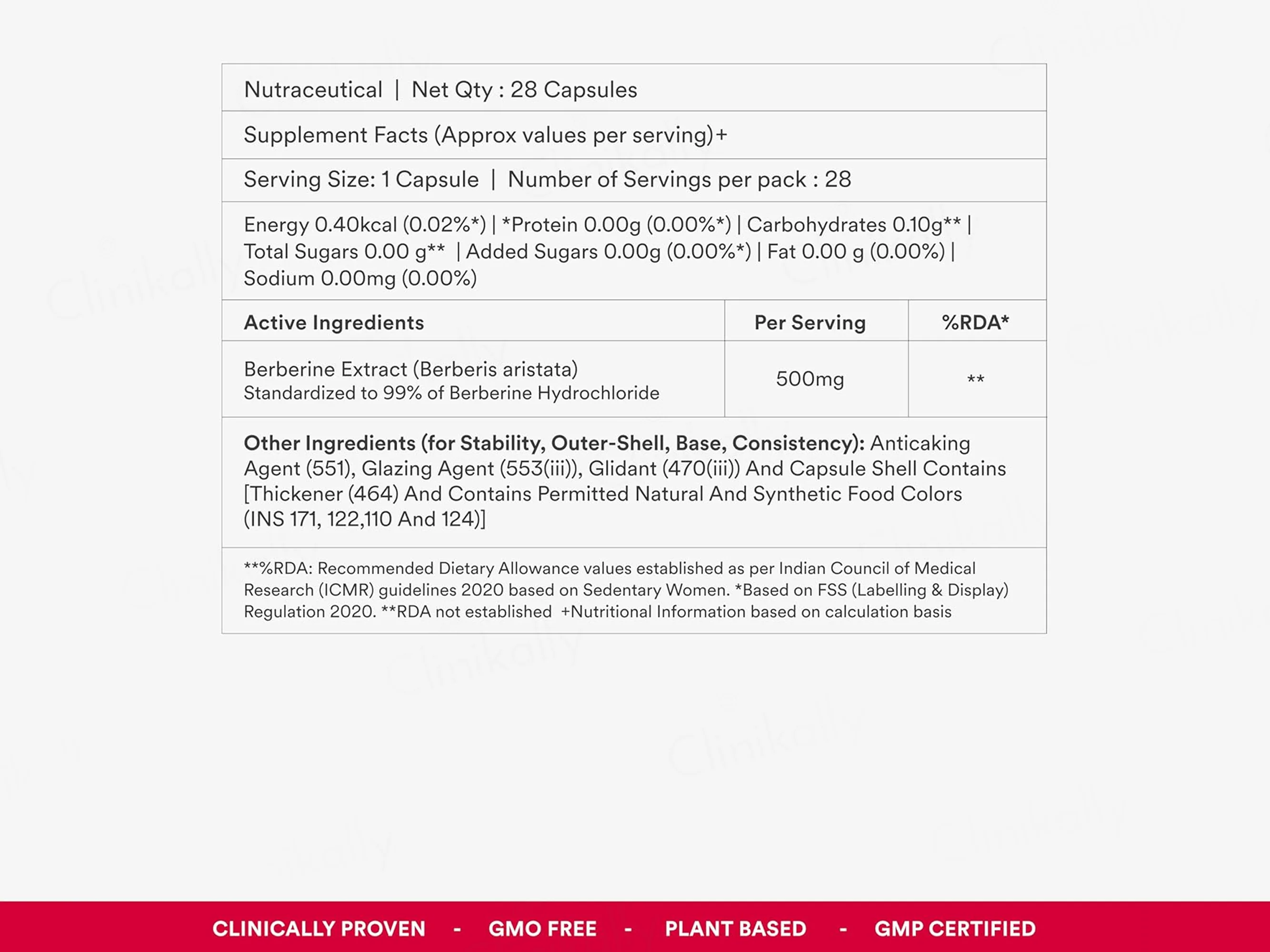 Origins Nutra Berberine 500mg Nutraceutical Veg Capsule - Image 4
