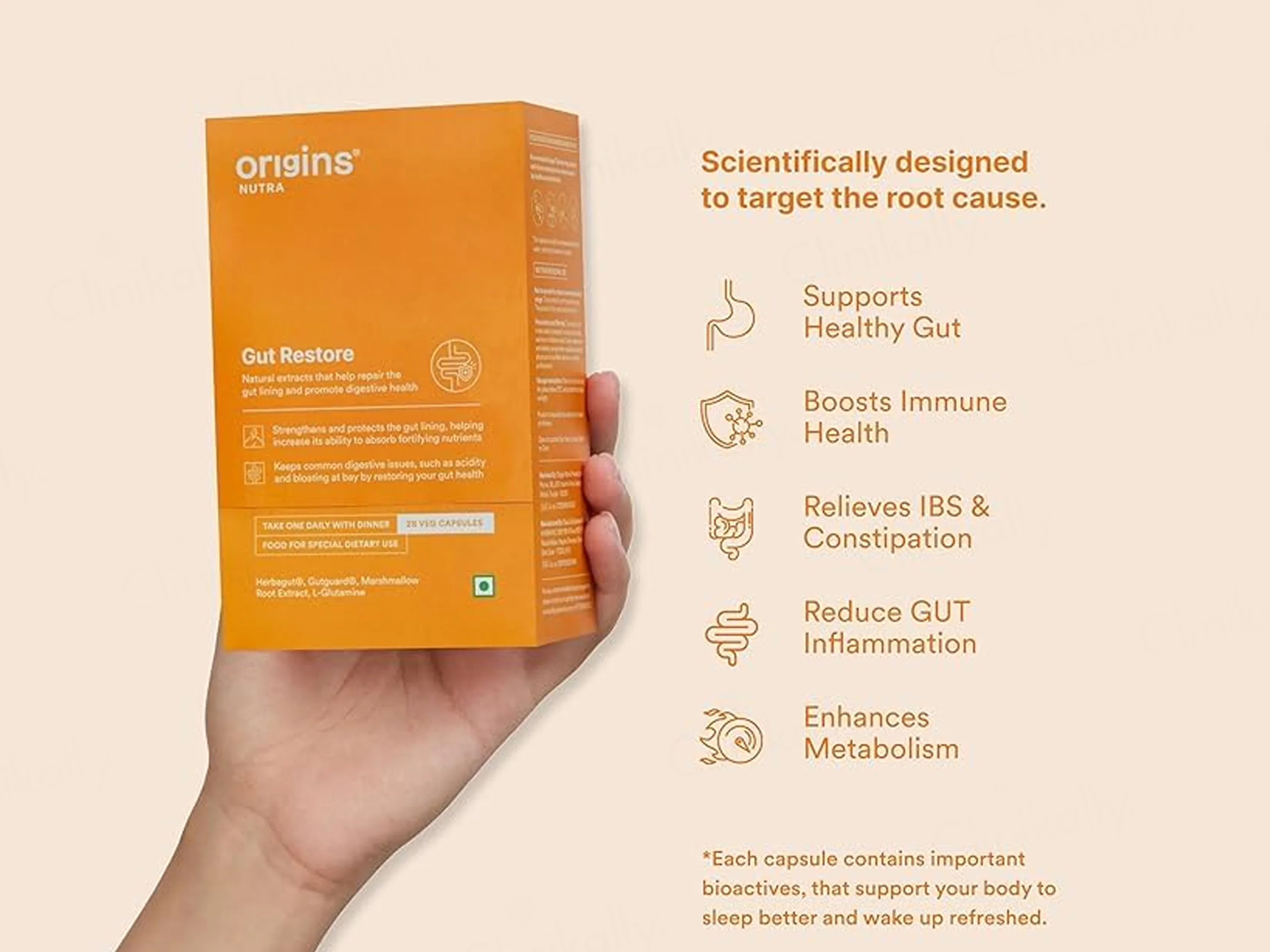Origins Nutra Gut Restore Nutraceutical Veg Capsule - Image 3