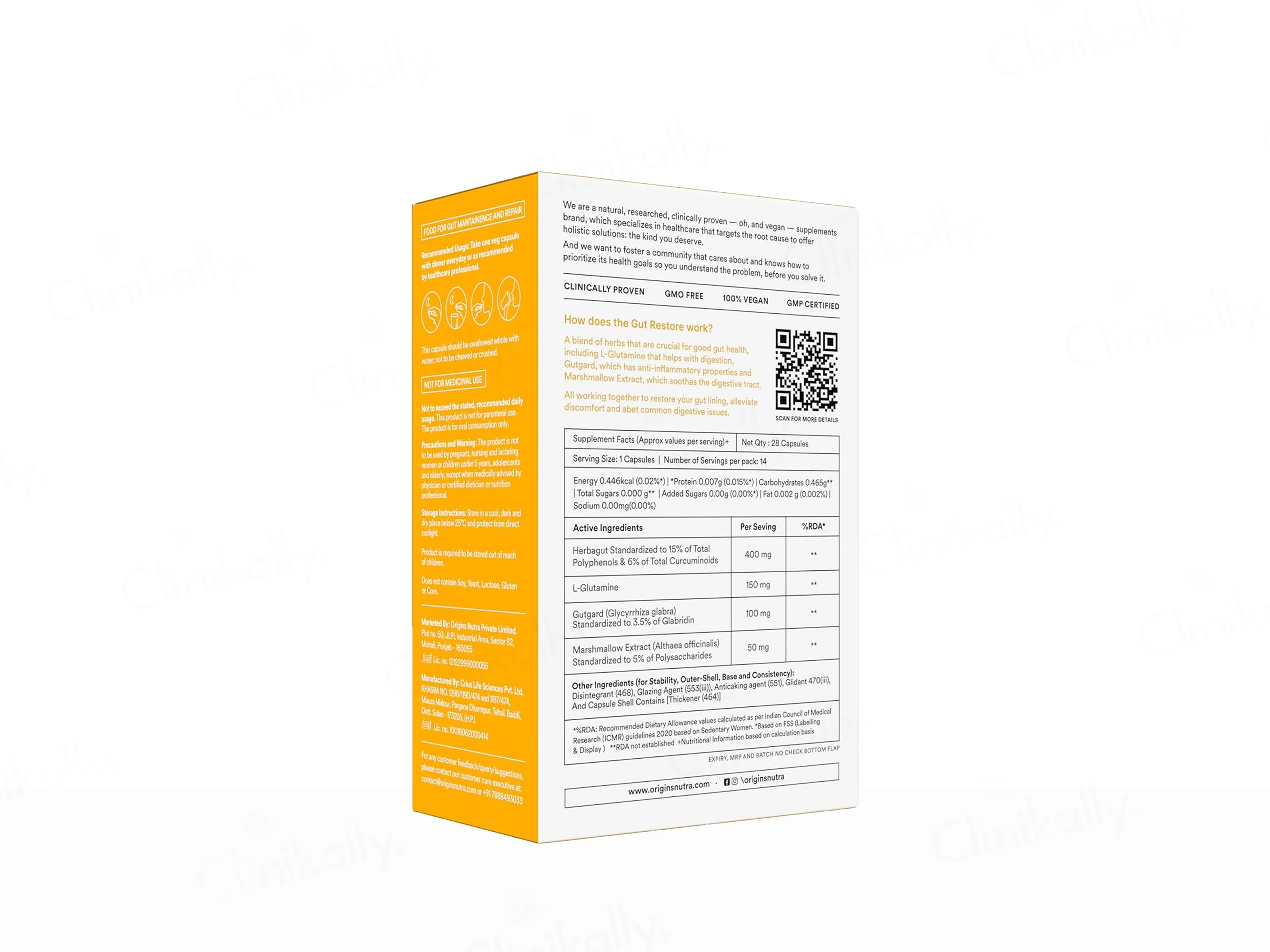 Origins Nutra Gut Restore Nutraceutical Veg Capsule - Image 8