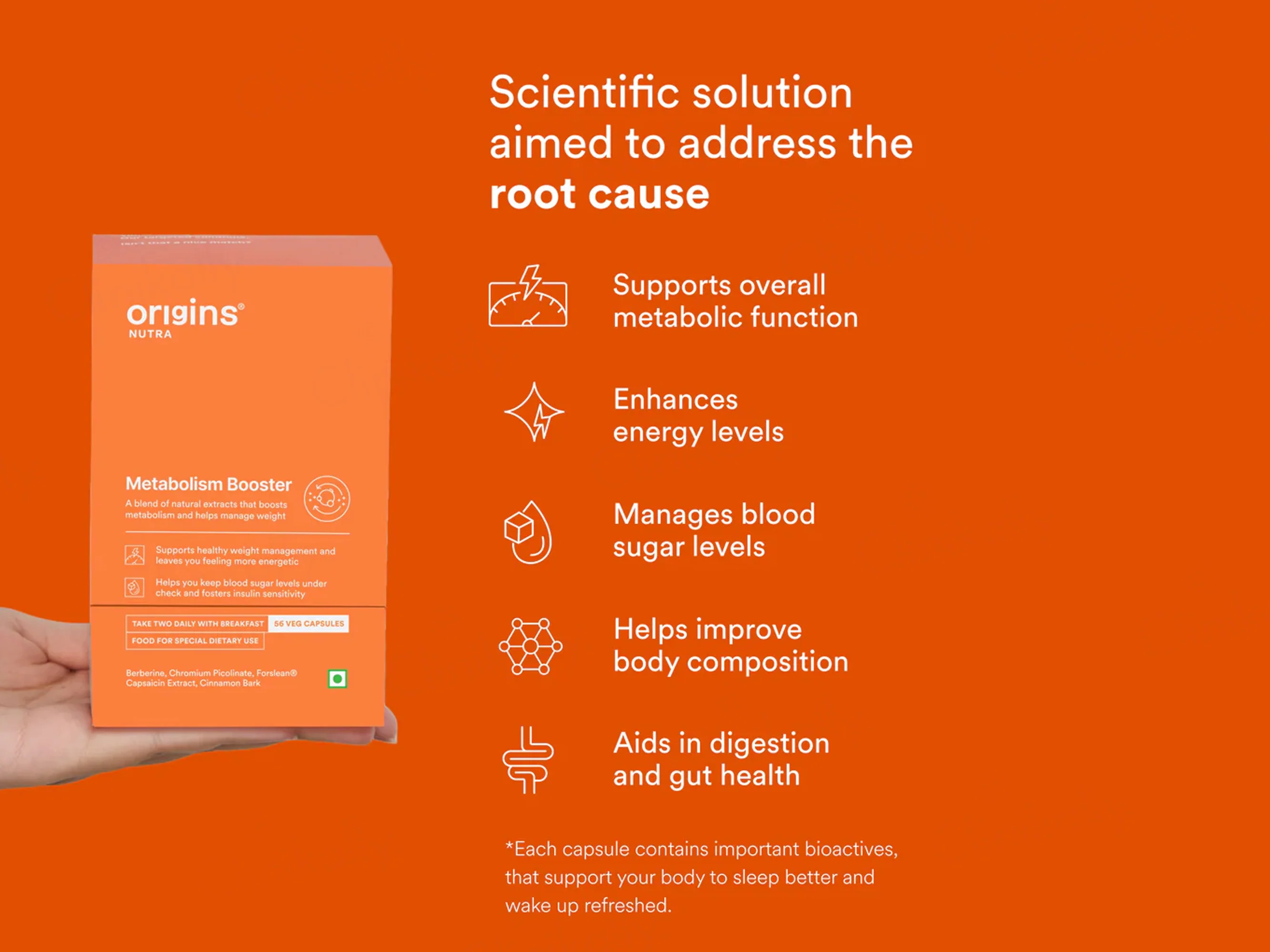 Origins Nutra Metabolism Booster Nutraceutical Veg Capsule - Image 4