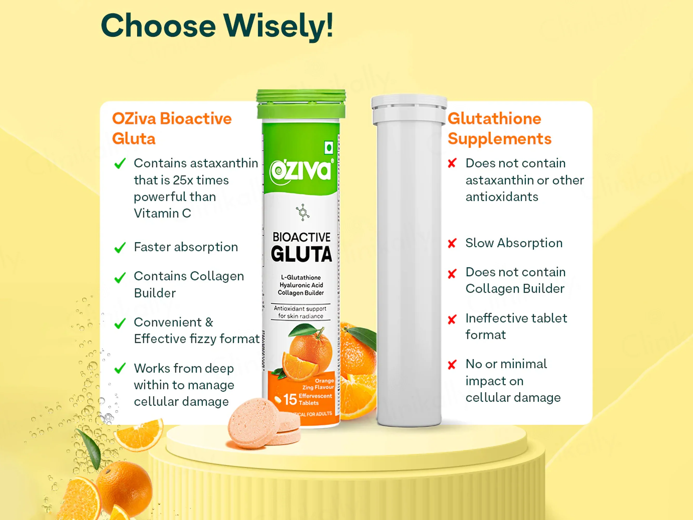 OZiva Bioactive Gluta L-Glutathione Nutraceutical Effervescent Tablet - Image 3