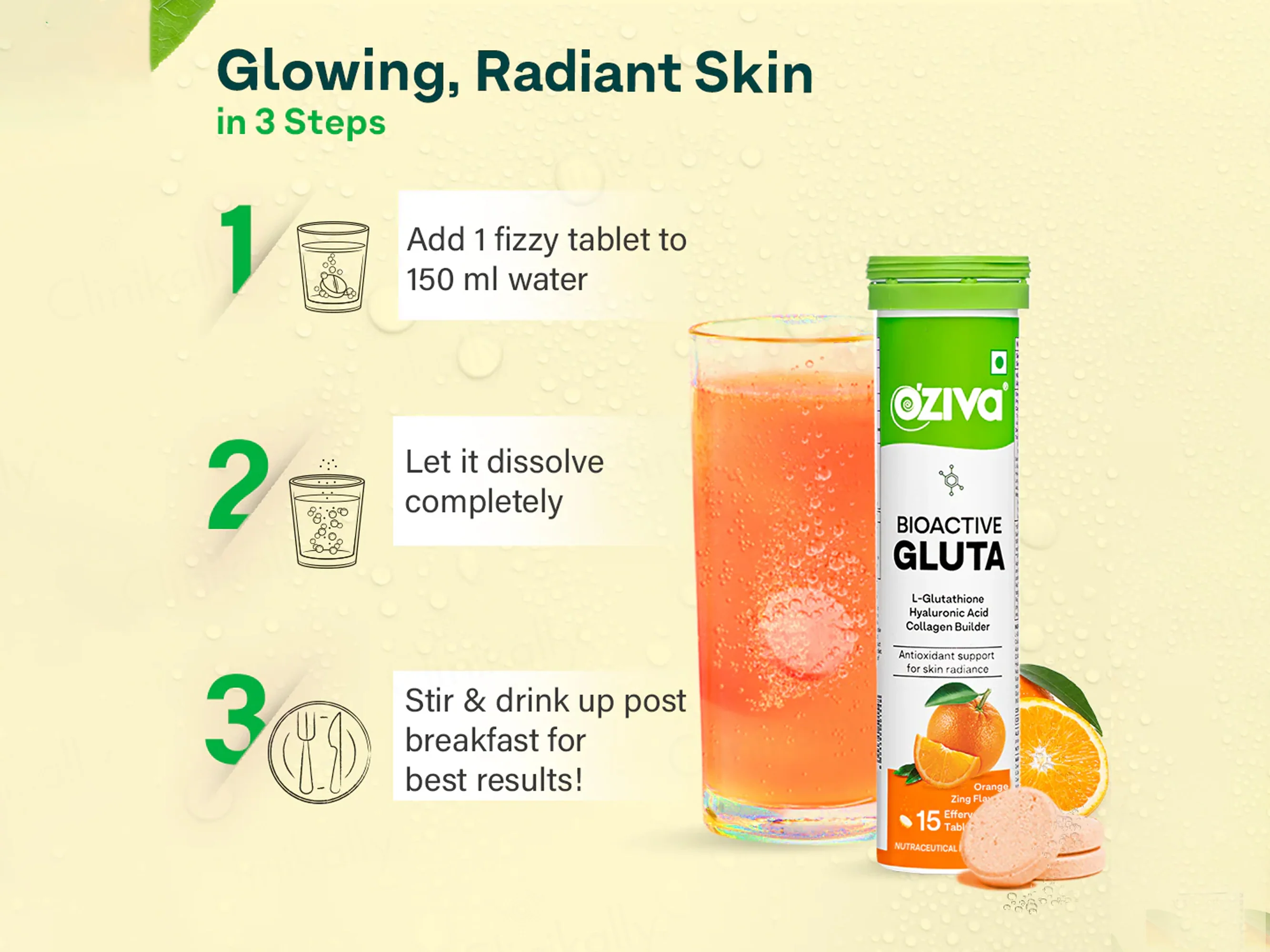 OZiva Bioactive Gluta L-Glutathione Nutraceutical Effervescent Tablet - Image 4