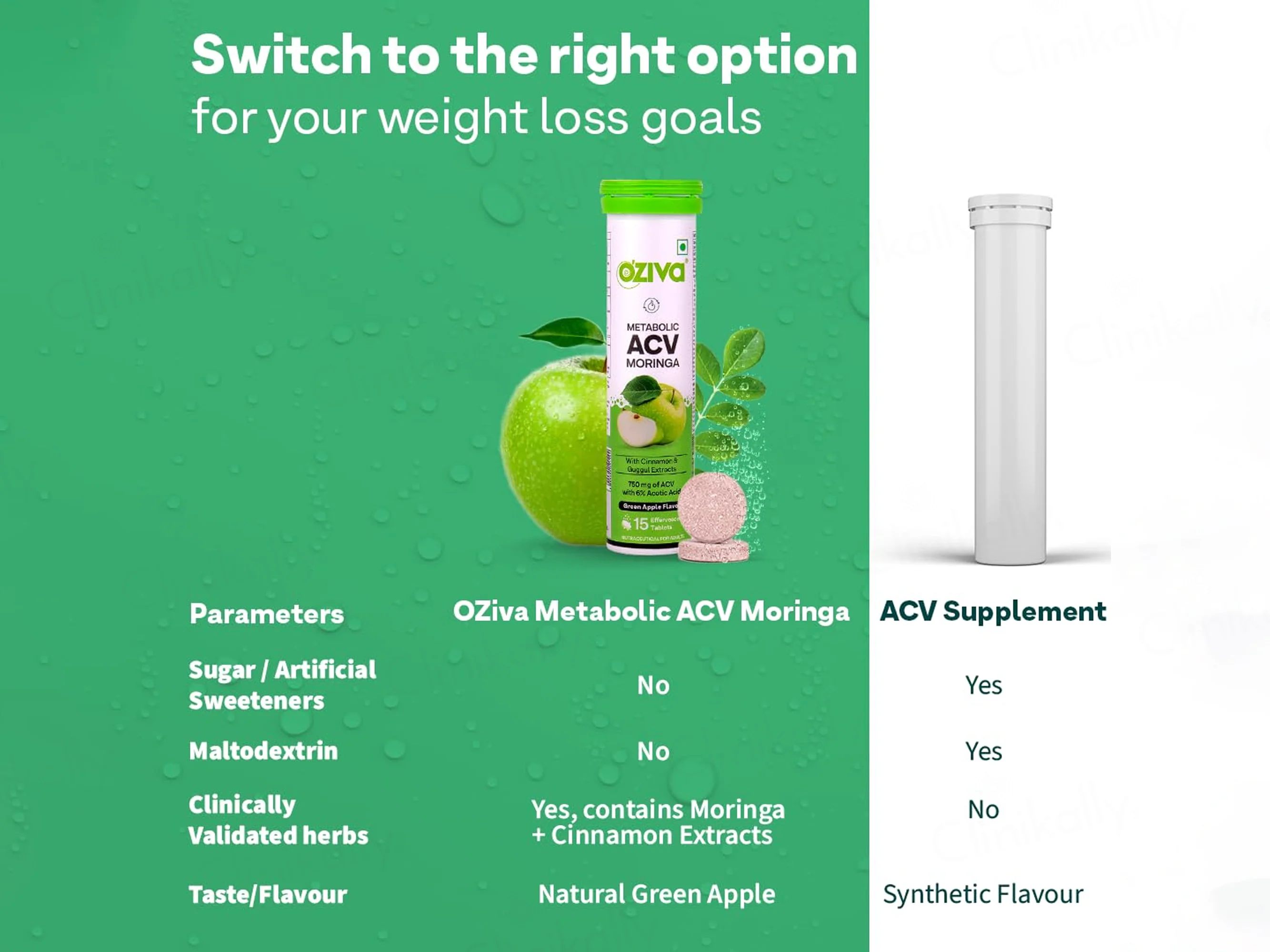 OZiva Metabolic ACV Moringa Effervescent Tablet - Image 3
