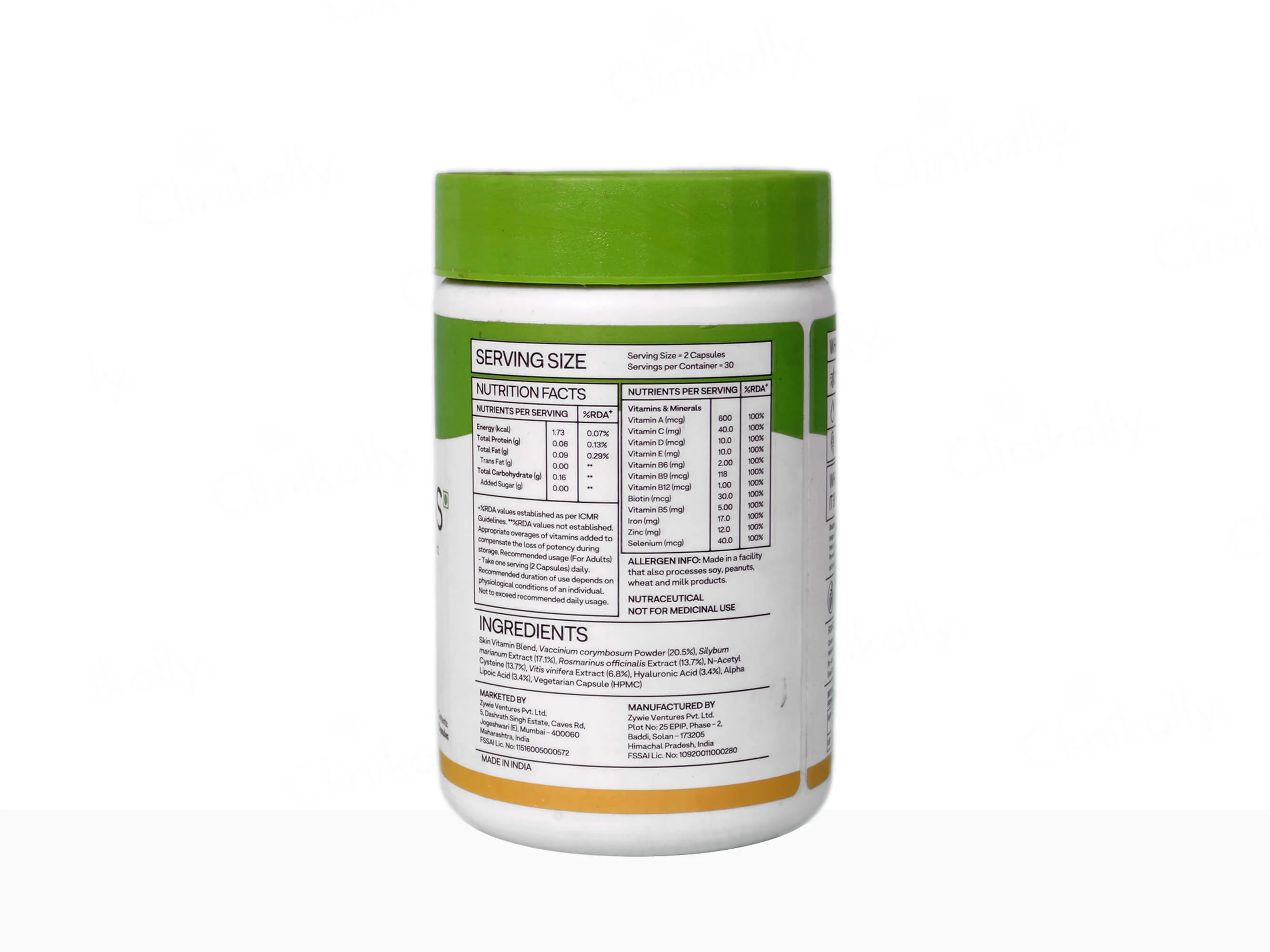 OZiva Skin Vitamins With Hyaluronic Acid and Grape Seed Extract Capsule - Image 2