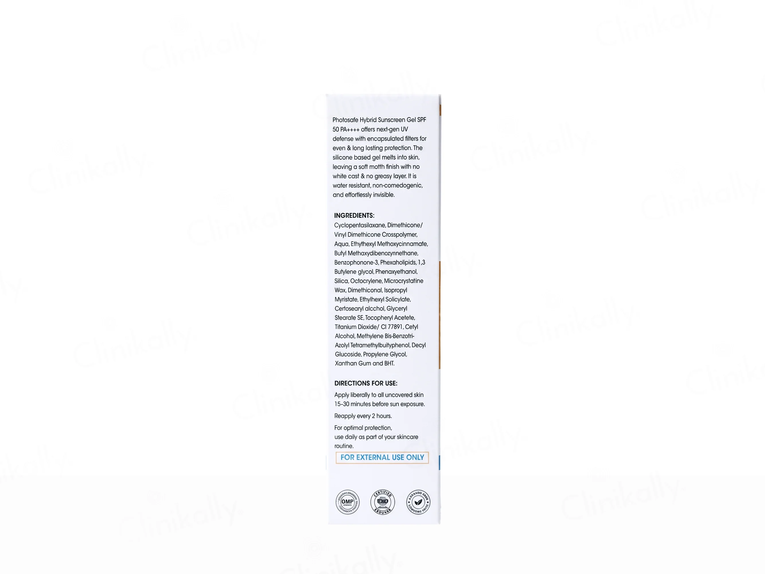 Photosafe Hybrid Broad Spectrum Sunscreen Gel SPF 50 PA++++ - Image 3