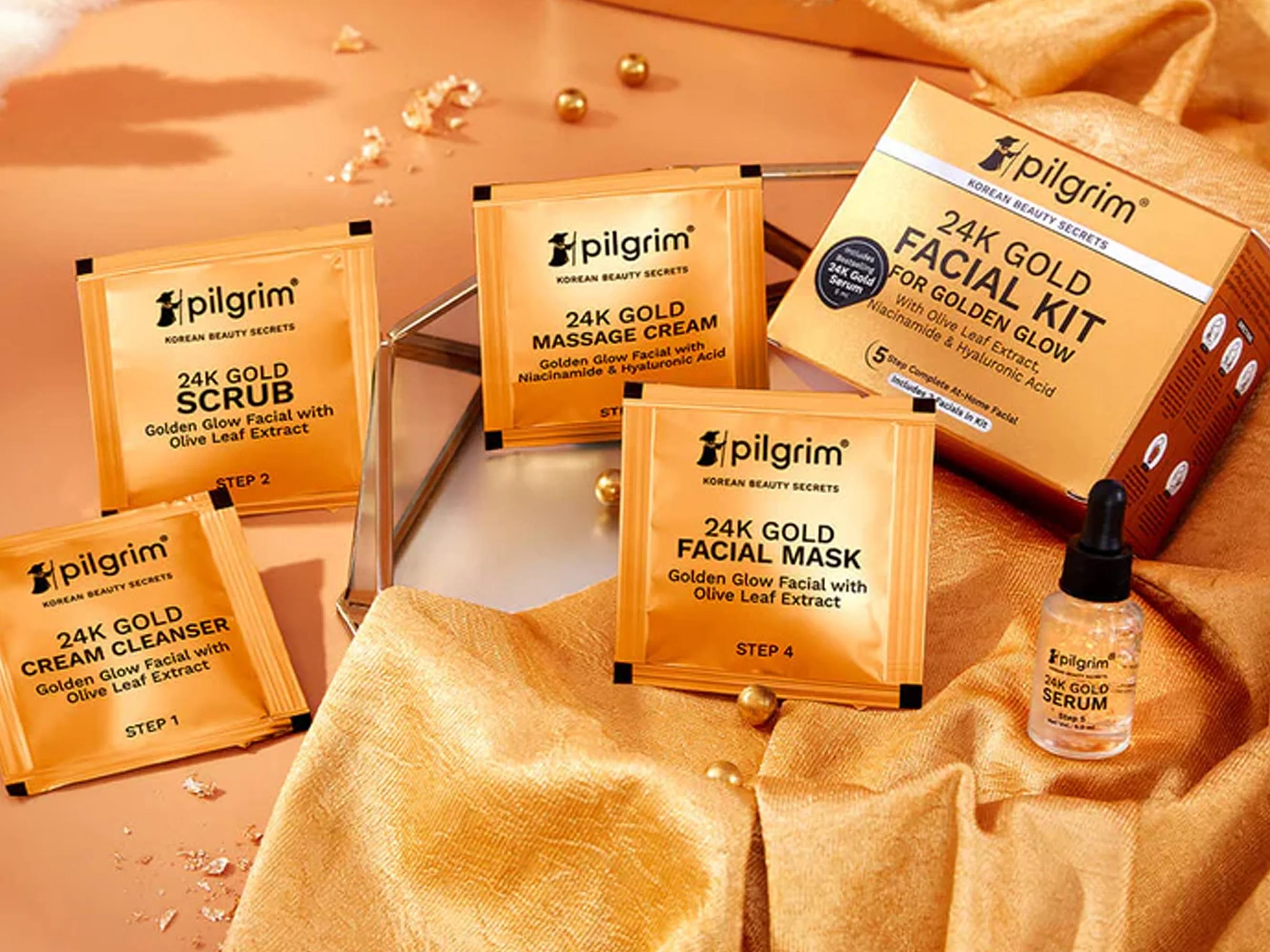 Pilgrim 24K Gold Facial Kit For Golden Glow - Image 2