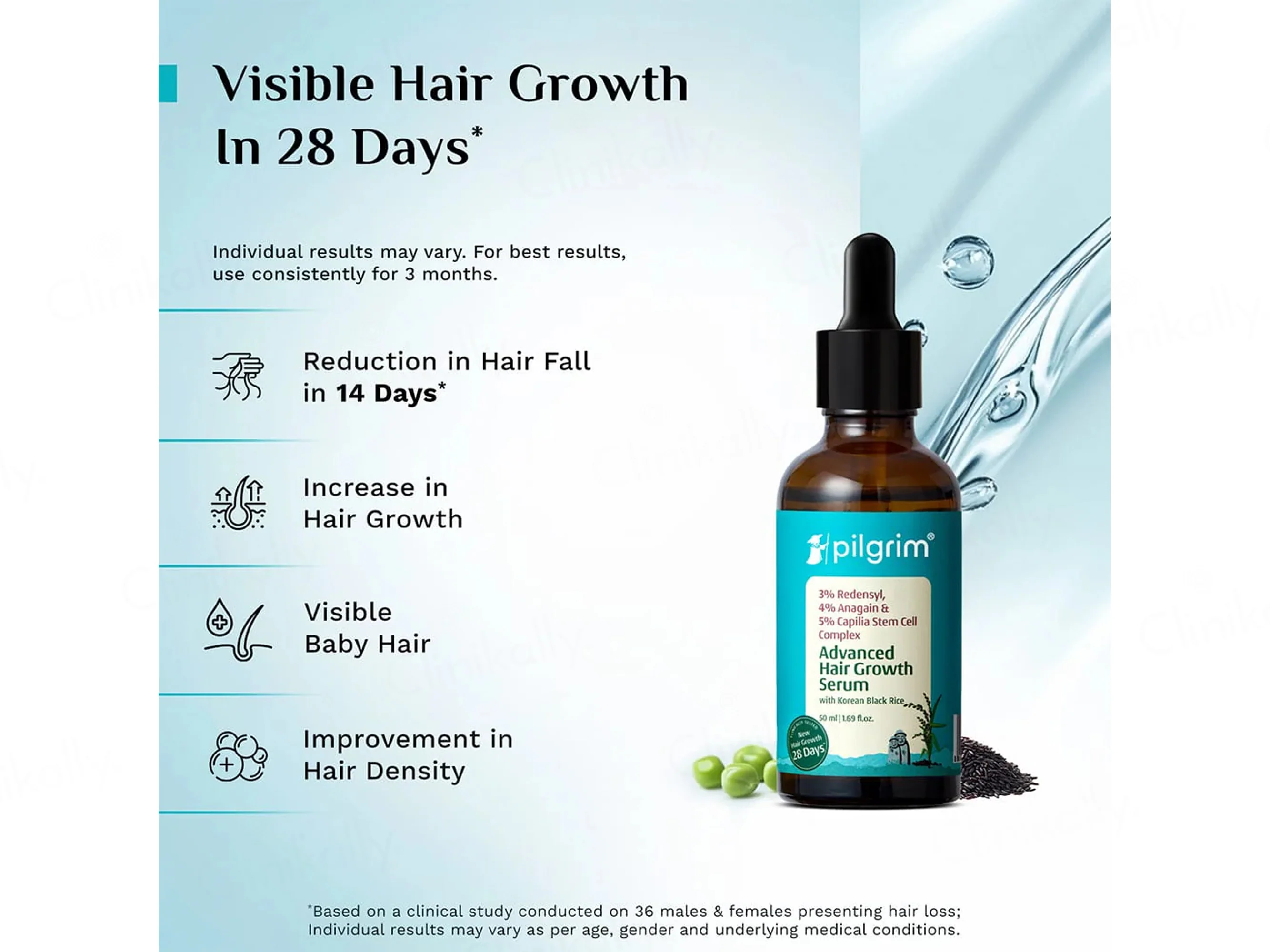 Pilgrim 3% Redensyl & 4% Anagain Advanced Hair Growth Serum With Korean Black Rice - Image 4