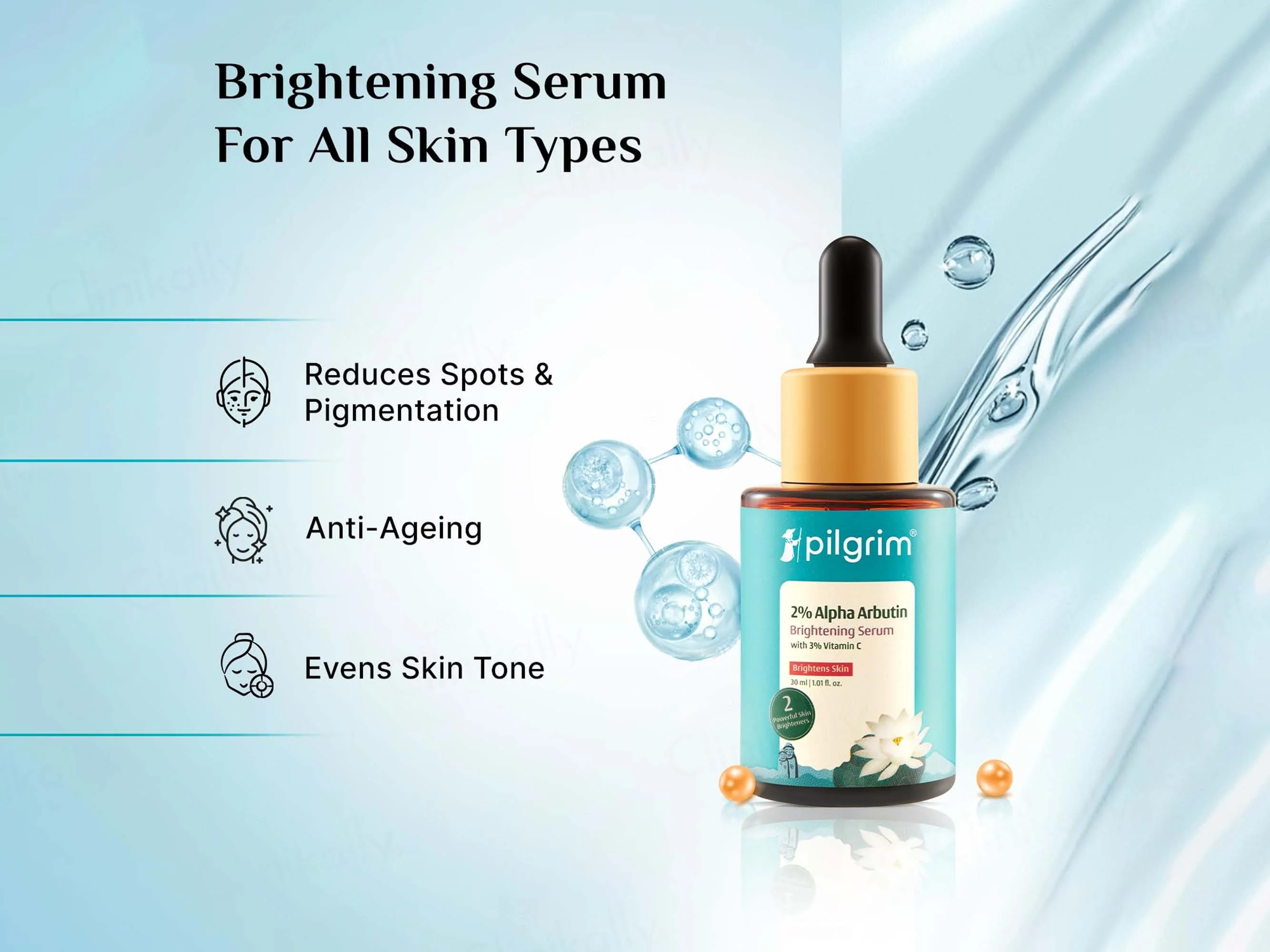 Pilgrim Alpha Arbutin & Vitamin C Brightening Serum - Image 3