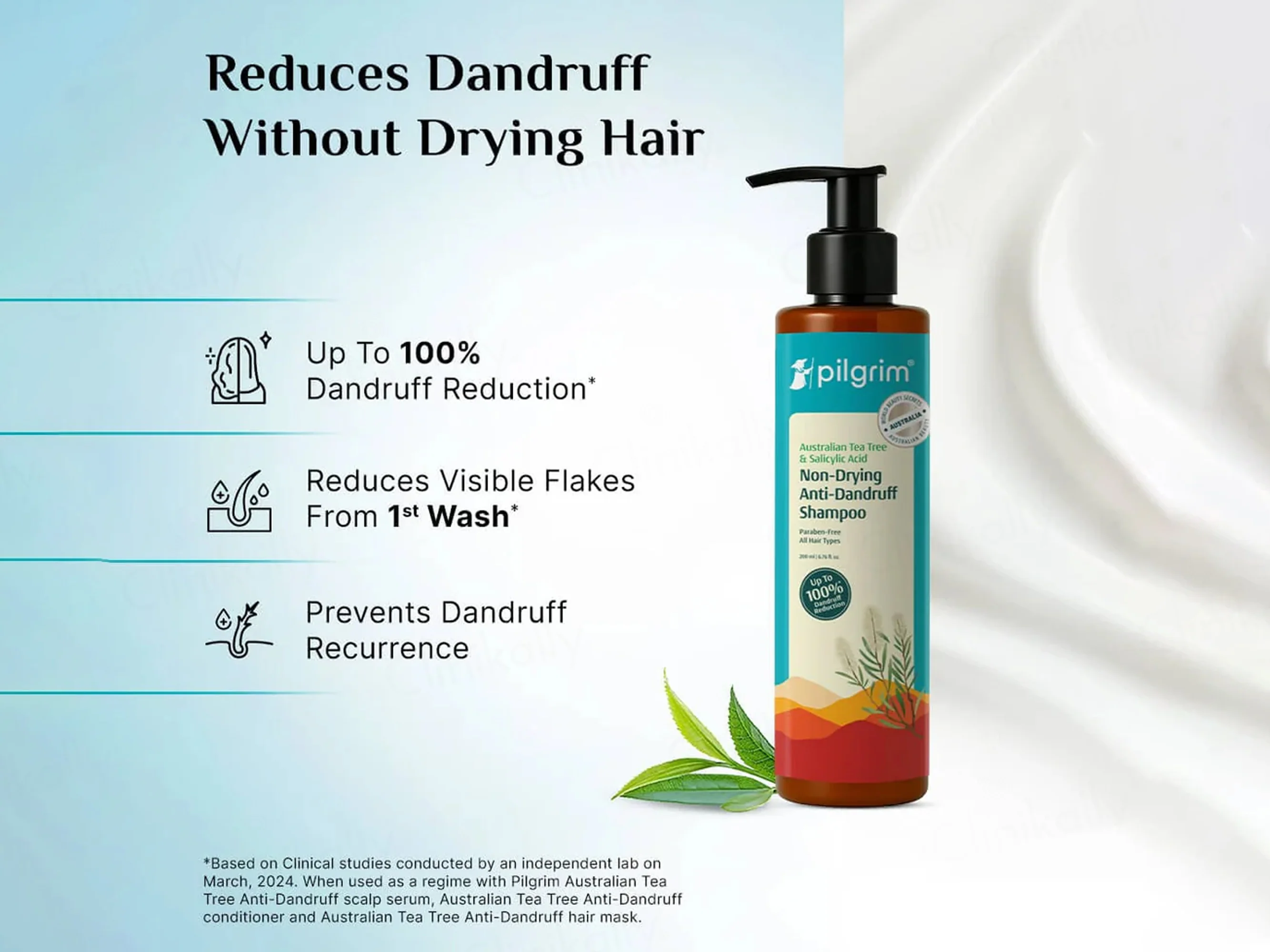 Pilgrim Australian Tea Tree & Salicylic Acid Non-Drying Anti-Dandruff Shampoo - Image 3