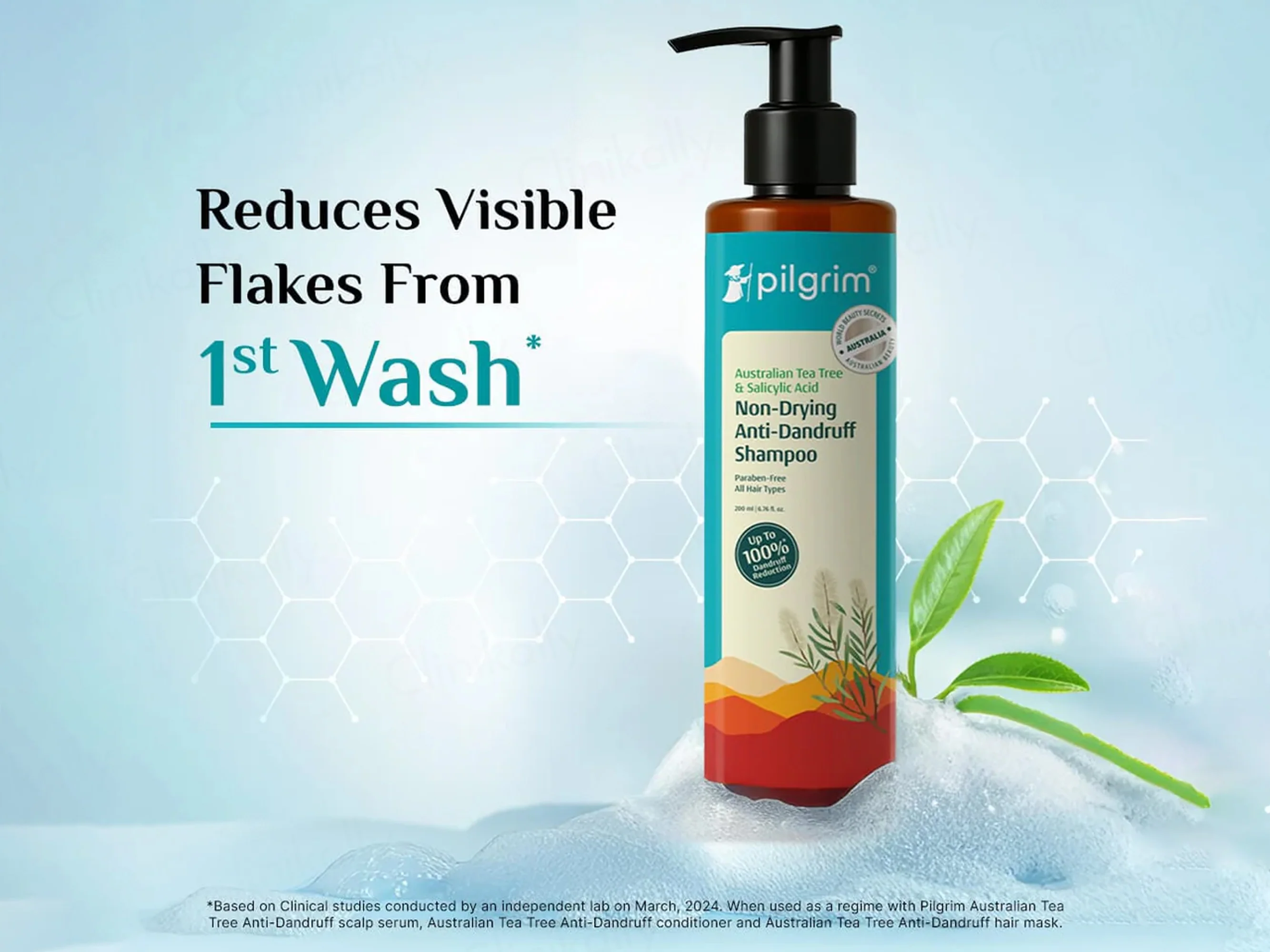 Pilgrim Australian Tea Tree & Salicylic Acid Non-Drying Anti-Dandruff Shampoo - Image 7
