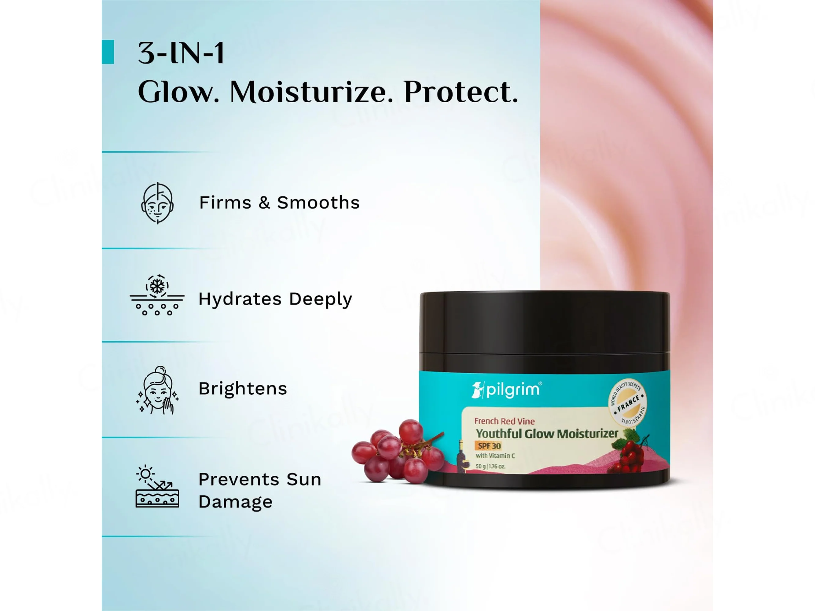 Pilgrim French Red Vine Youthful Glow Moisturizer SPF 30 - Image 3