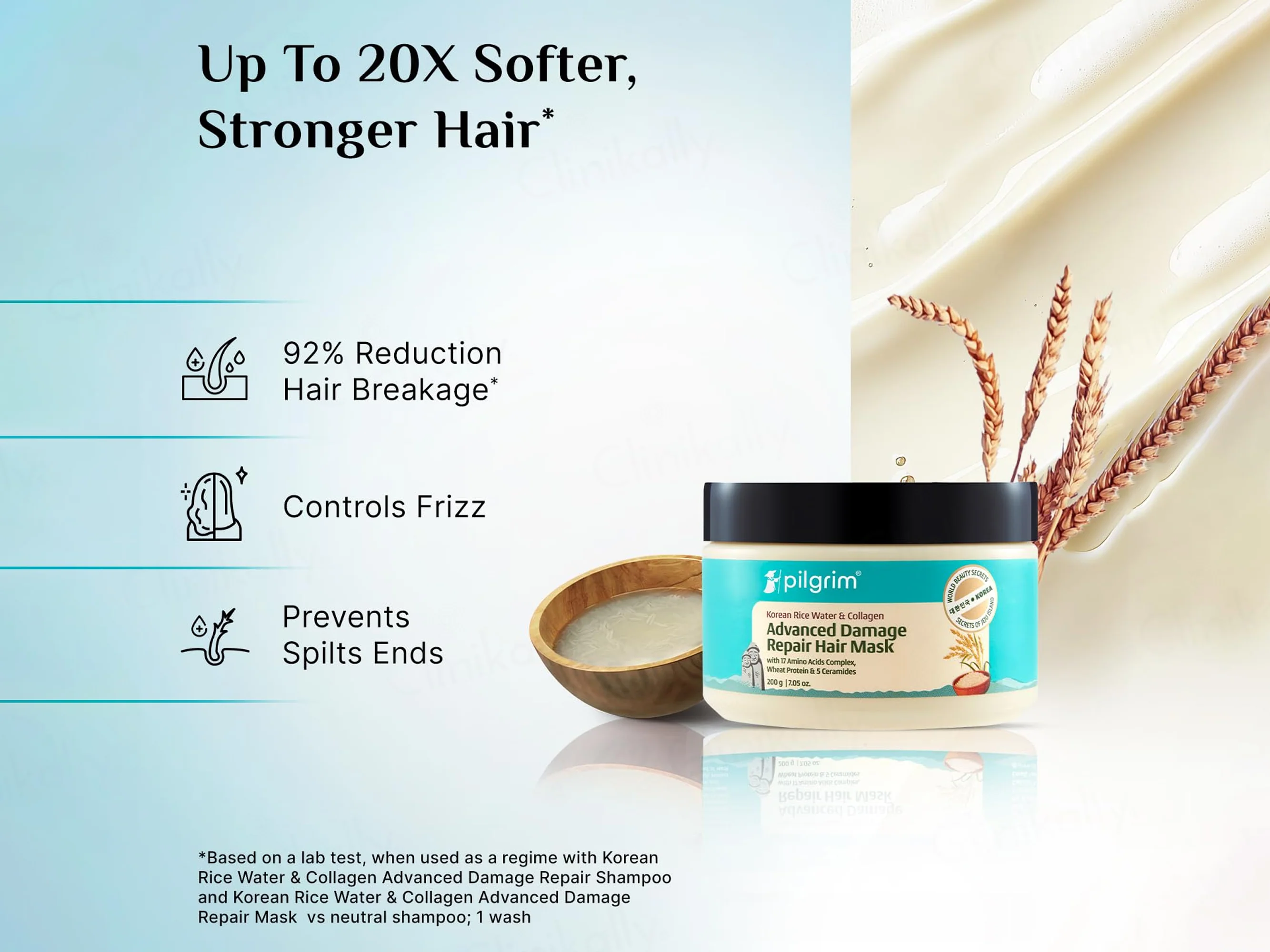 Pilgrim Korean Rice Water & Collagen Advanced Damaged Repair Hair Mask - Image 3