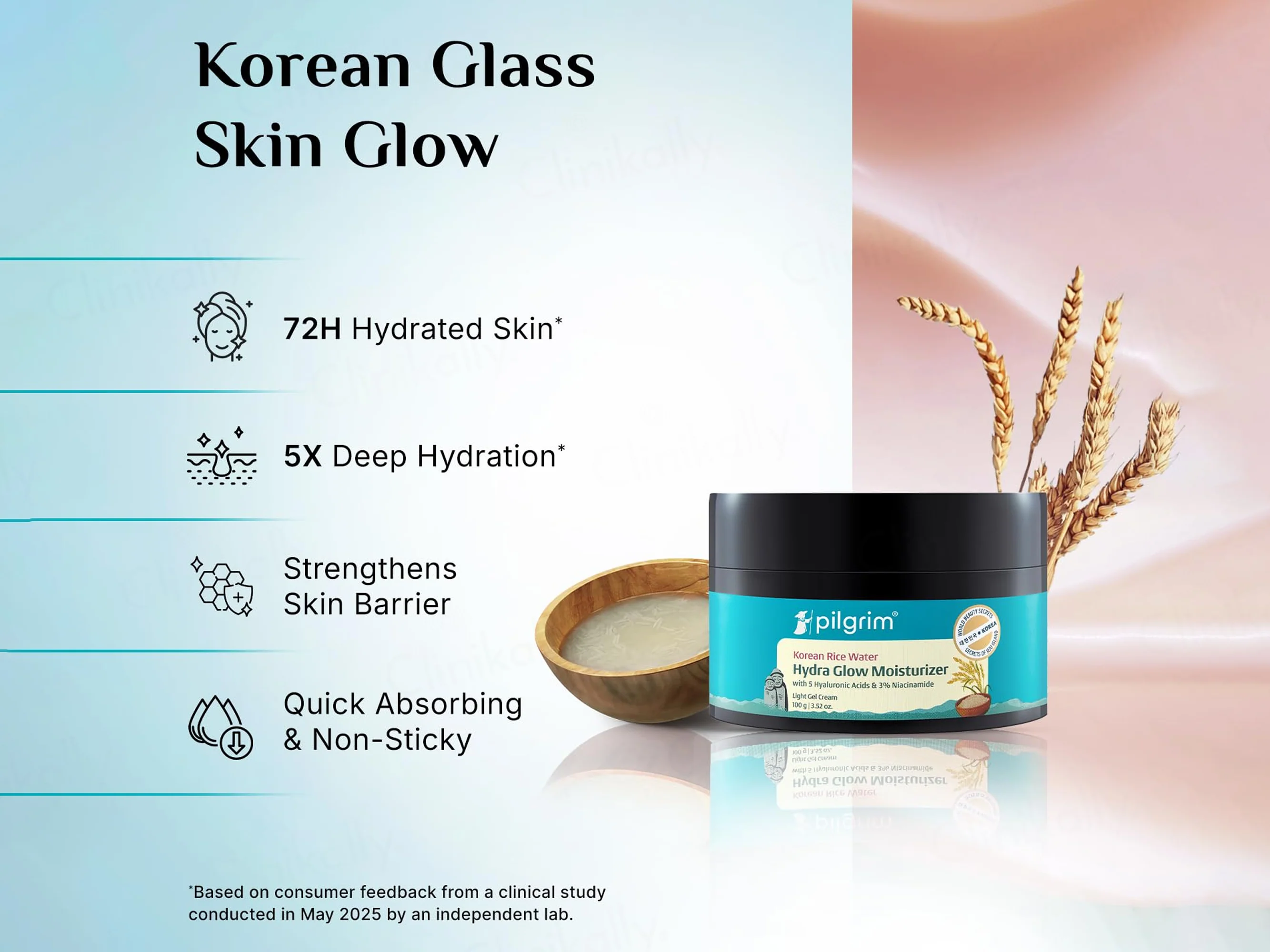 Pilgrim Korean Rice Water Hydra Glow Light Gel Cream Moisturizer - Image 4